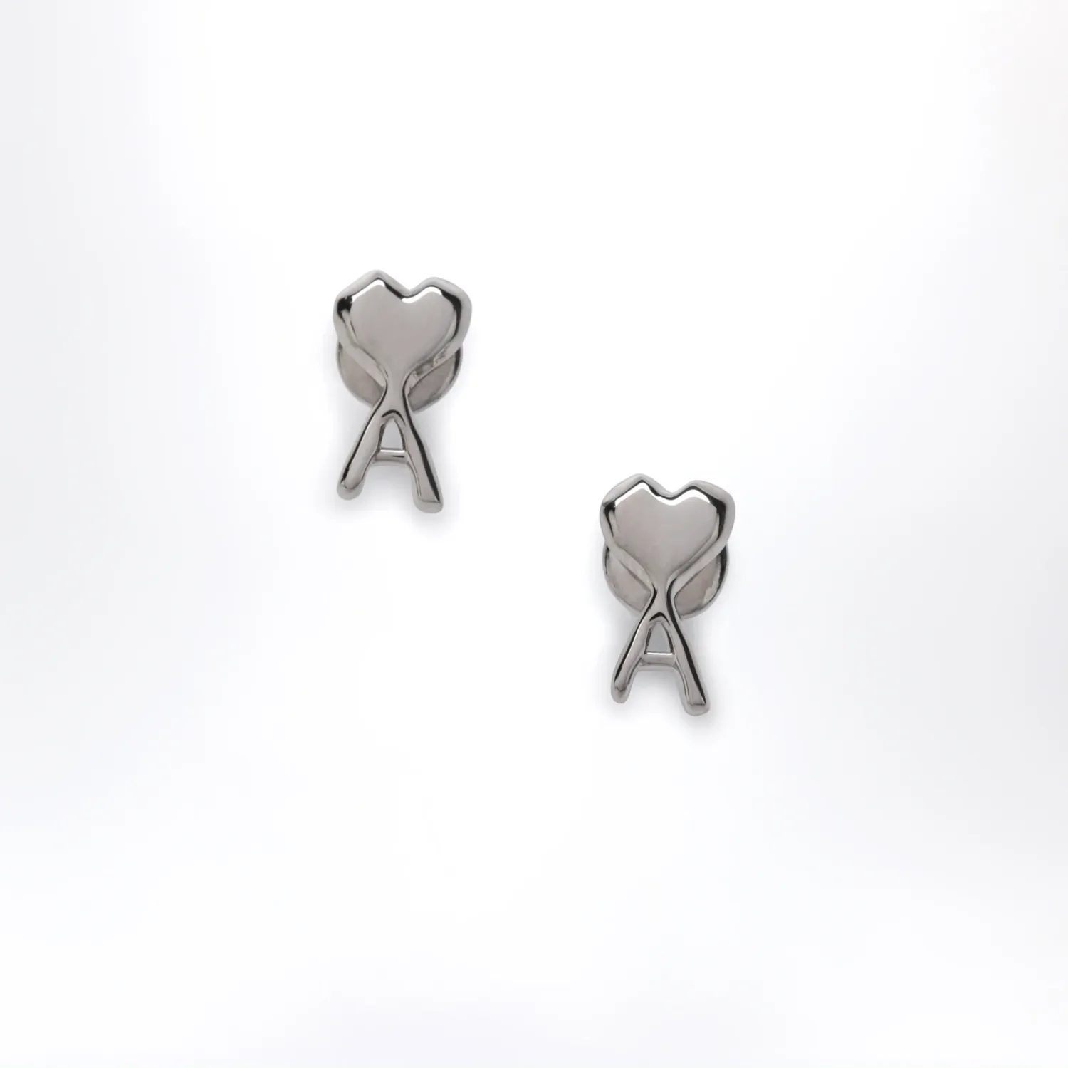 Ami Paris Ami de Coeur hammered brass earrings in silver