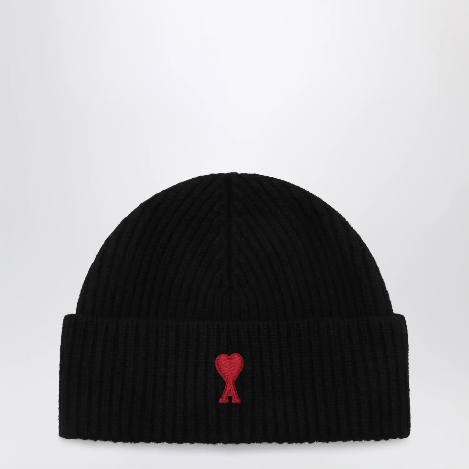 Ami Paris Black Ami de Coeur wool beanie