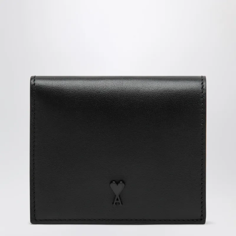 Ami Paris Ami de Coeur bifold wallet in cowhide leather, black