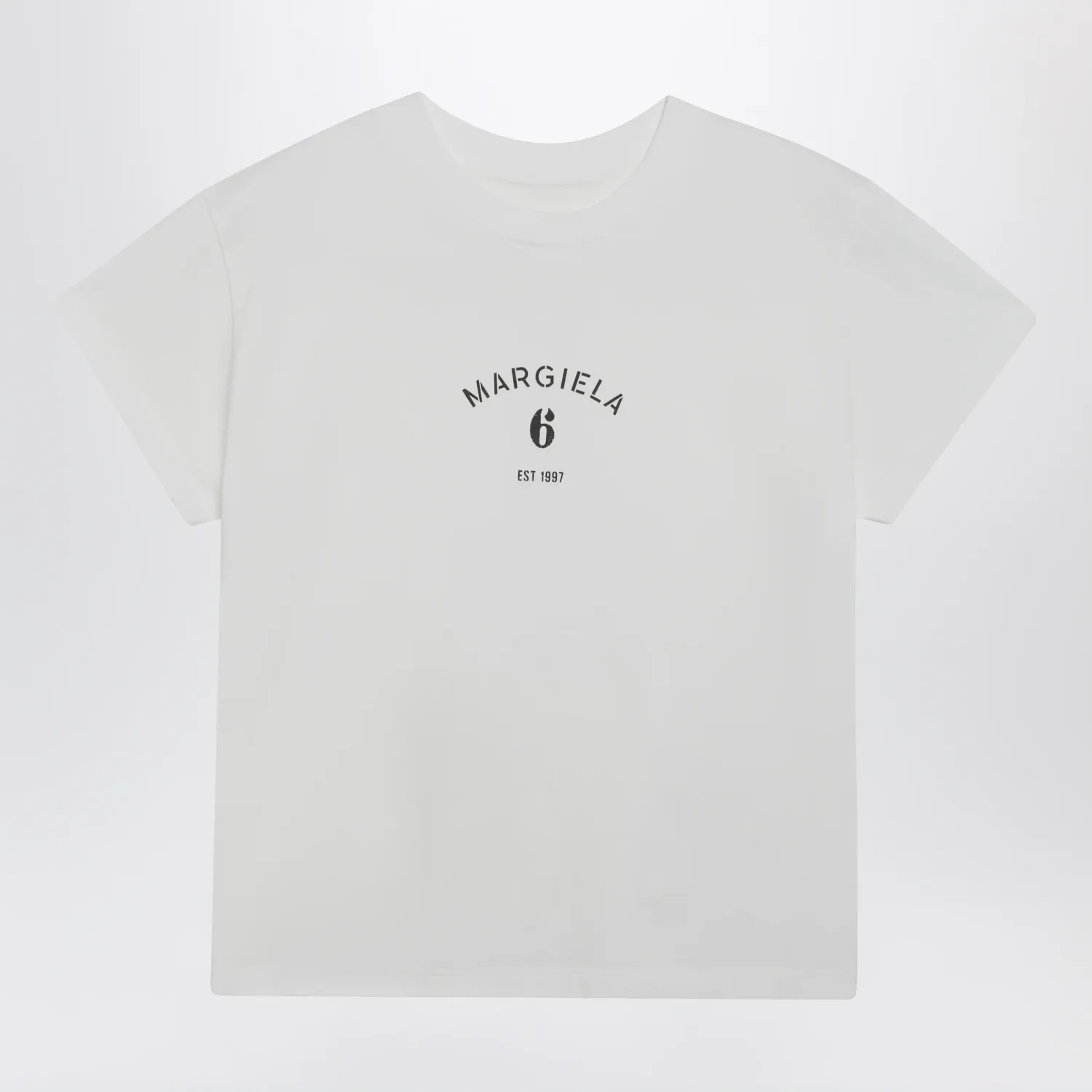 MM6 Maison Margiela Off-white cotton jersey T-shirt with numeric embroidery