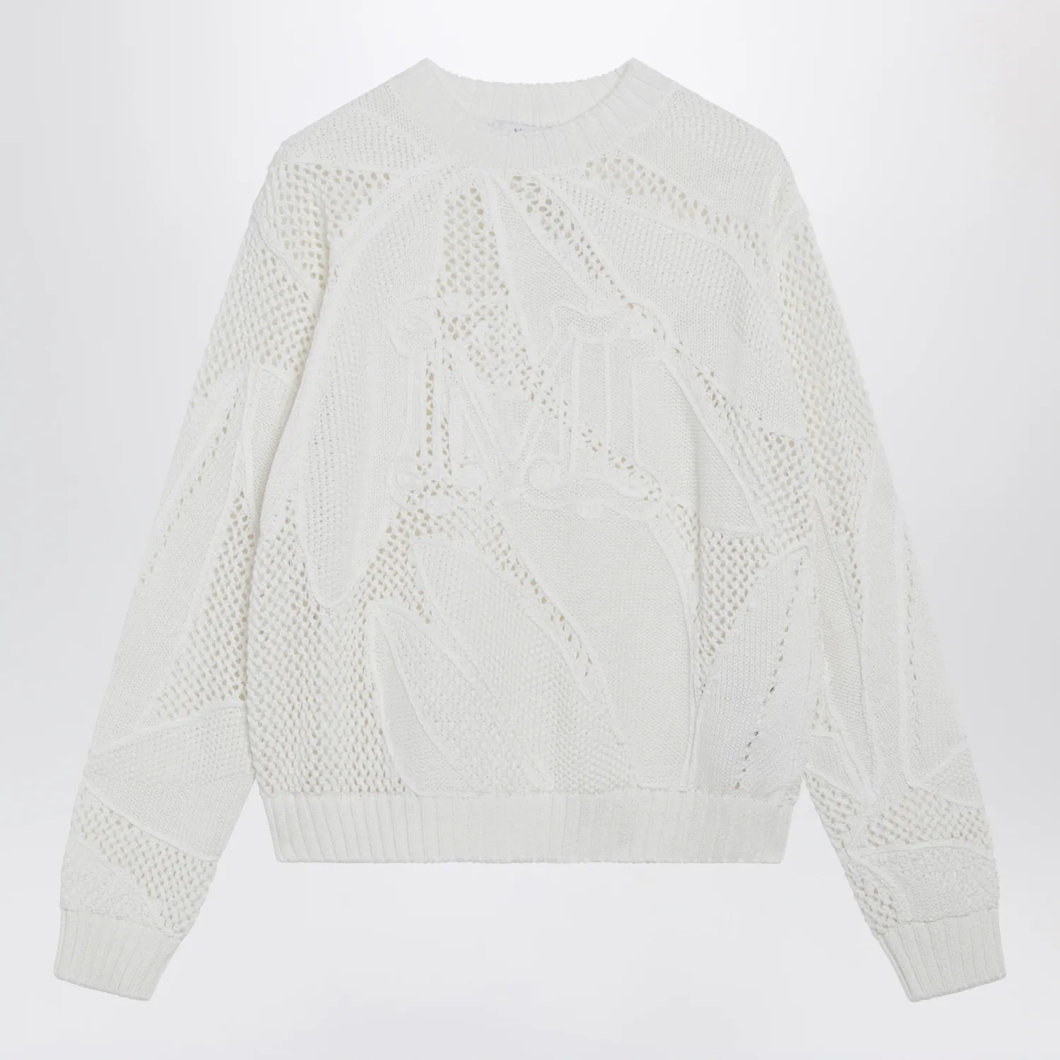 Max Mara Embroidered cotton crewneck sweater in white