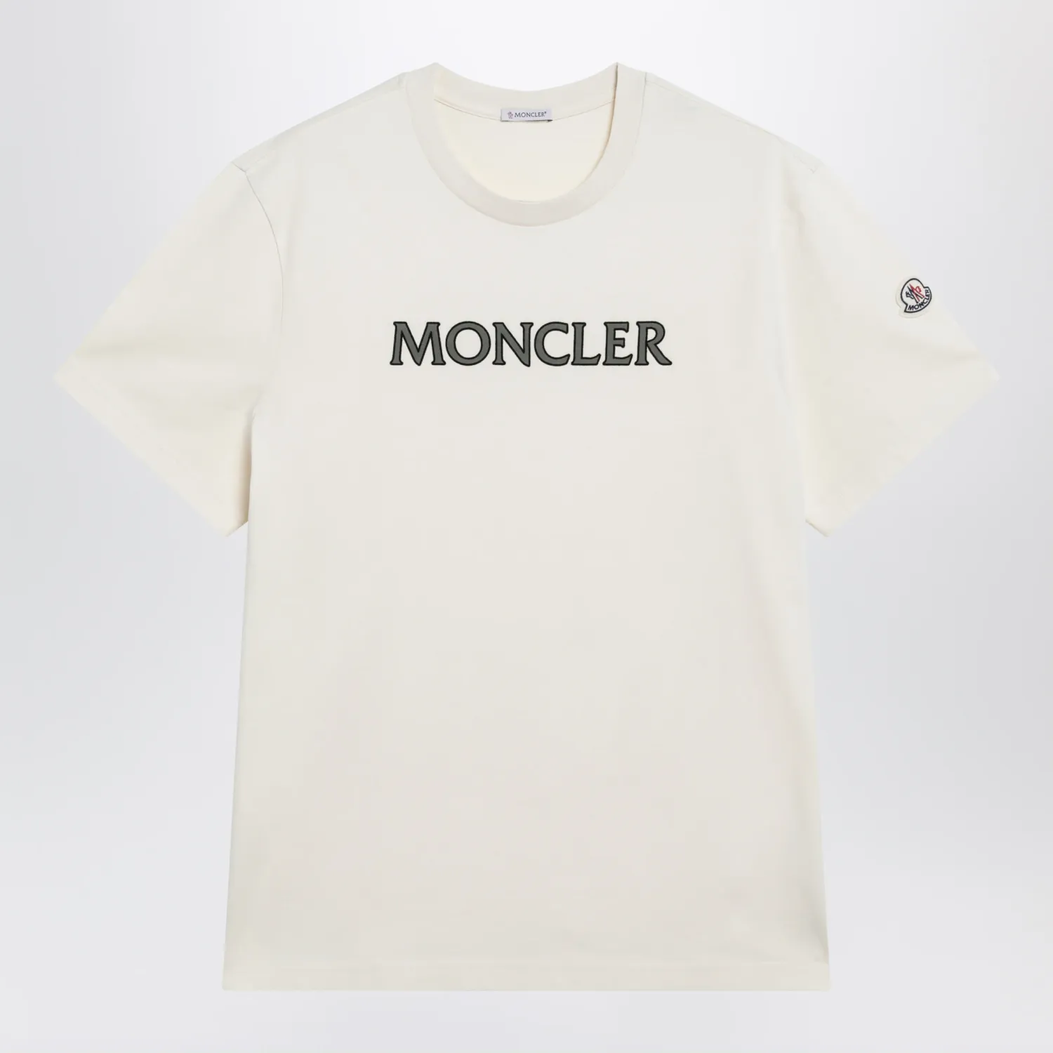 Moncler Ivory T-shirt with logo print