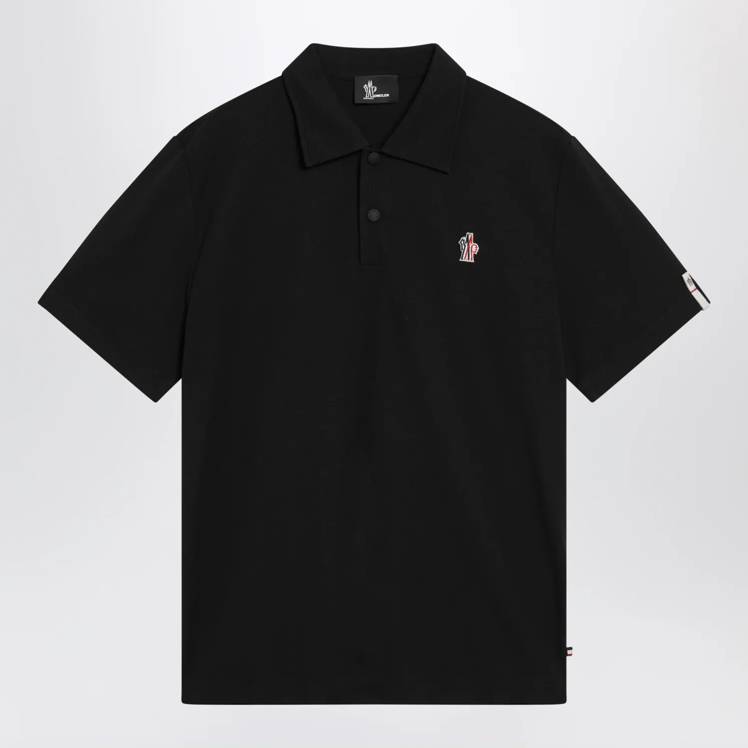 Moncler Grenoble Black polo shirt with logo patch