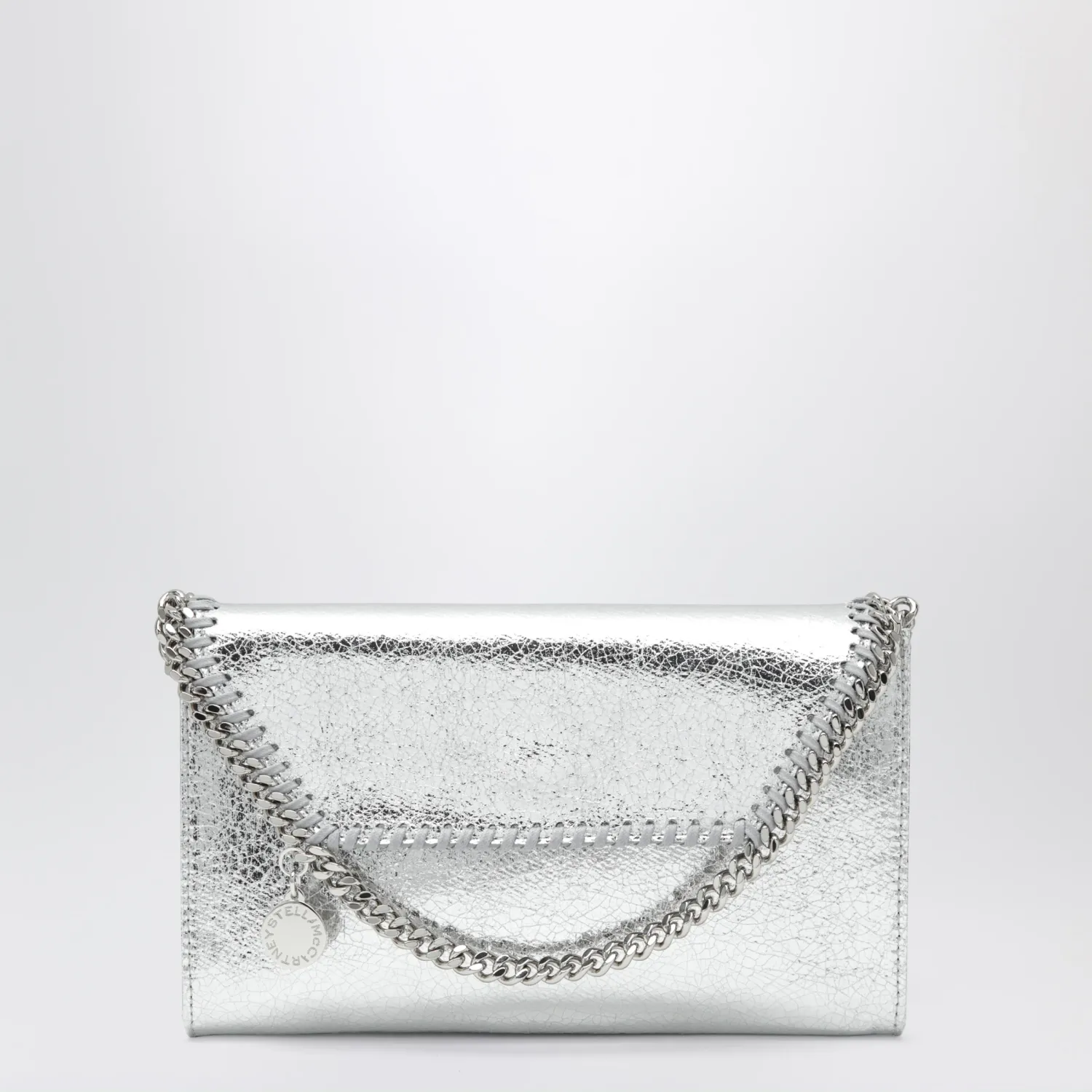 Stella McCartney Falabella metallic silver crossbody wallet bag