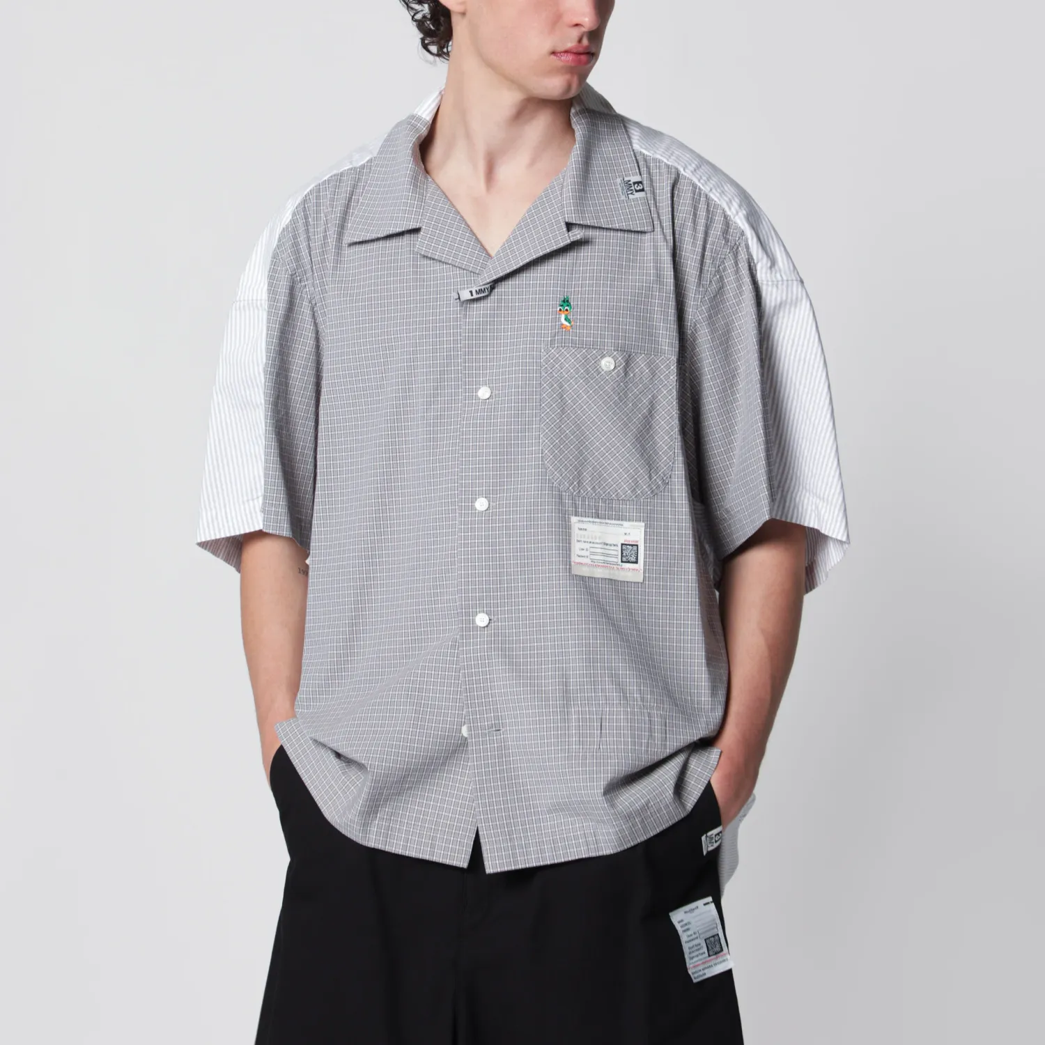 Maison MIHARA YASUHIRO Grey checked cotton layered shirt