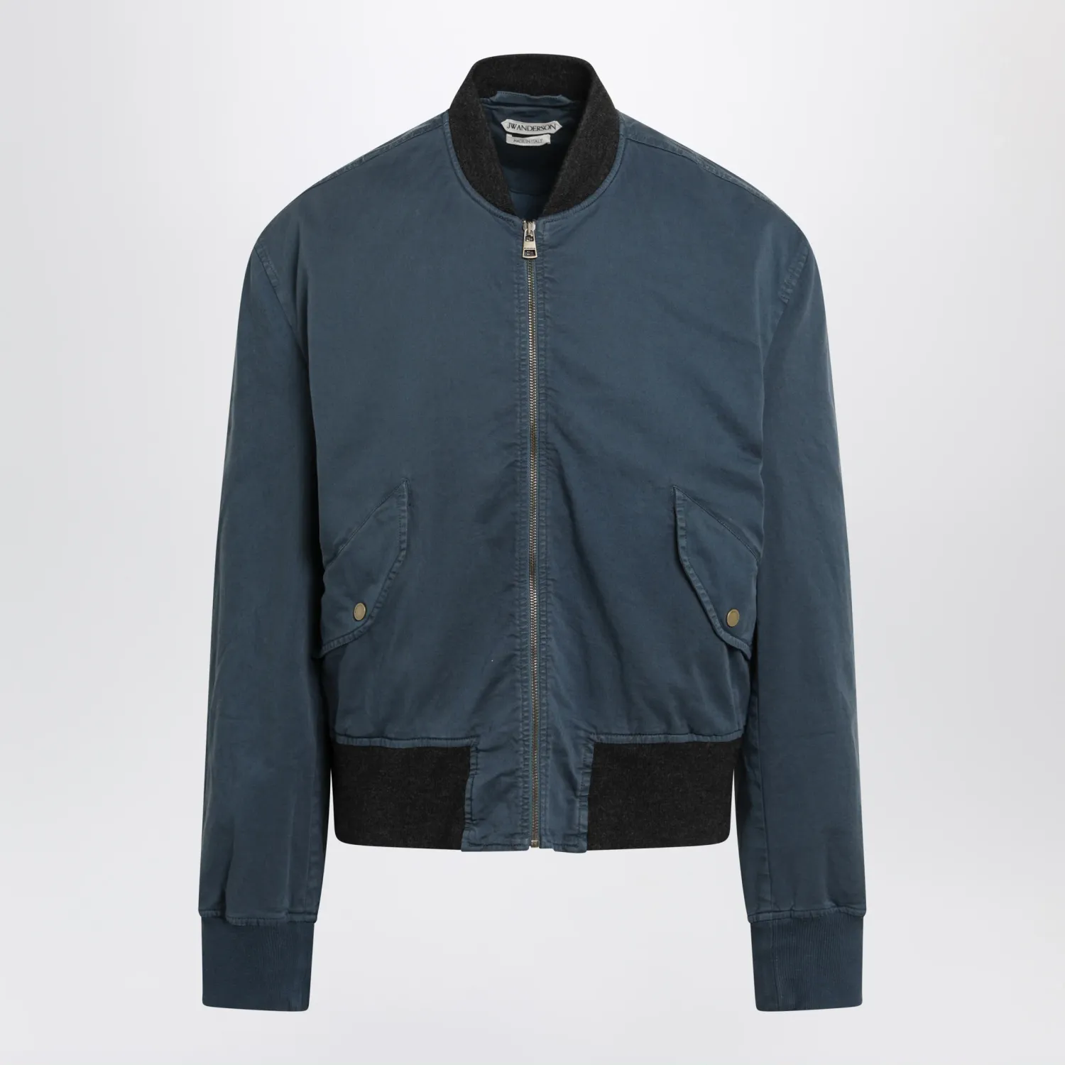 JW Anderson Navy Blue Cotton Jacket With Vintage Finish
