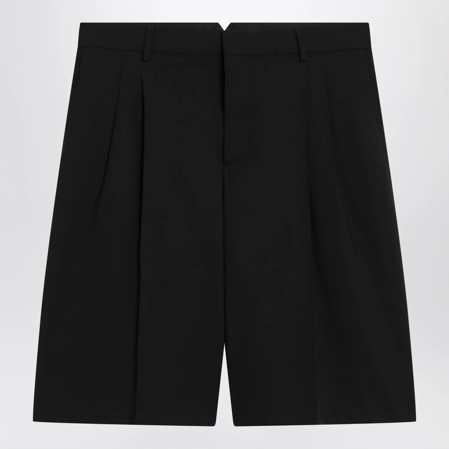 Ami Paris Black pleated bermuda shorts in cotton