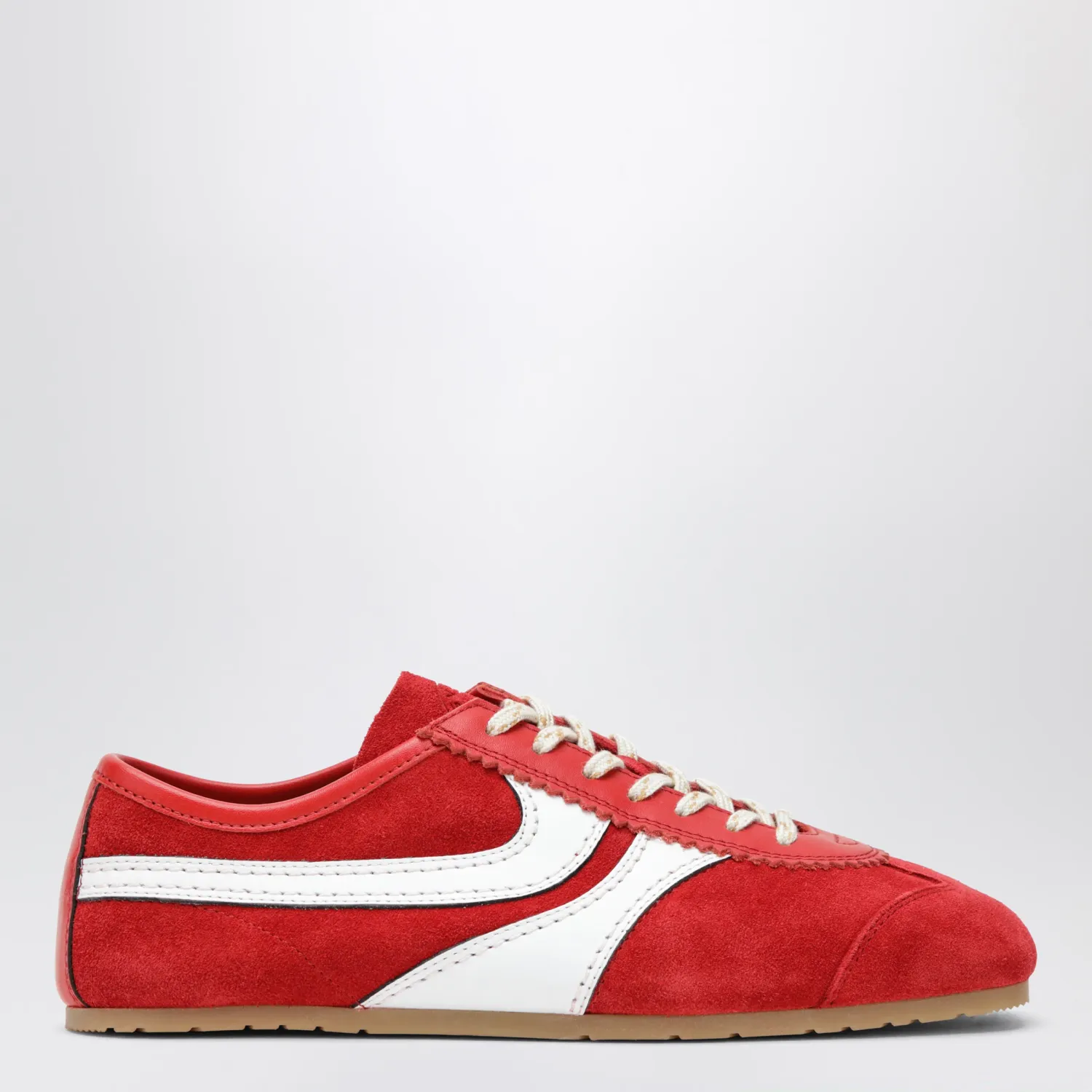Dries Van Noten Red/white leather and suede Sneakers