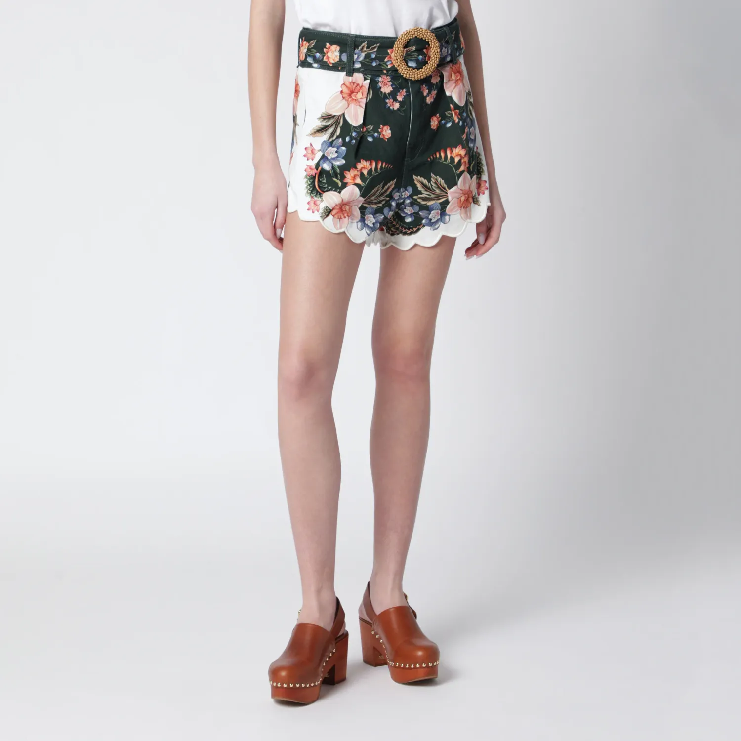 FARM Rio Green Berry Garden twill shorts