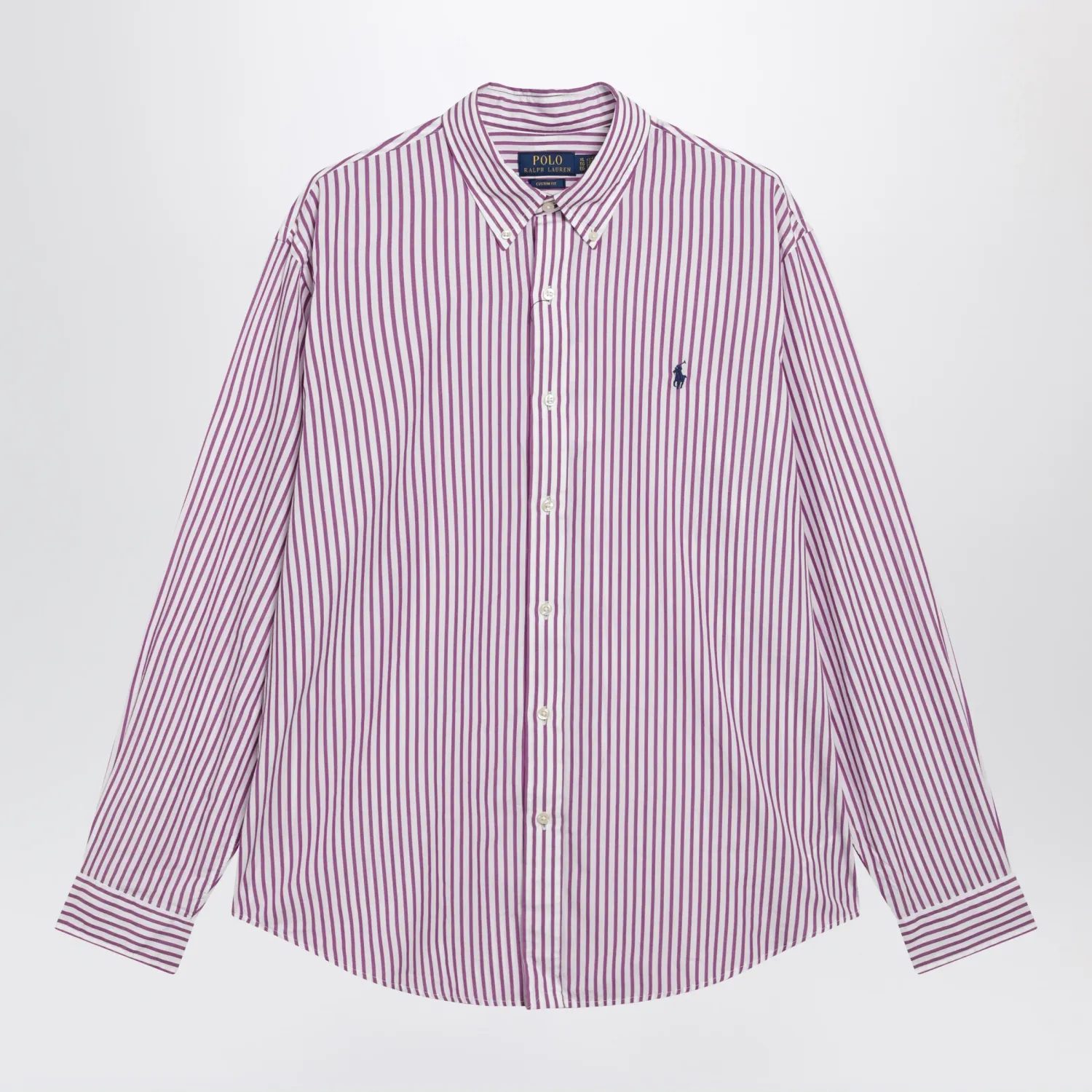 Polo Ralph Lauren White/purple striped Custom-Fit poplin shirt