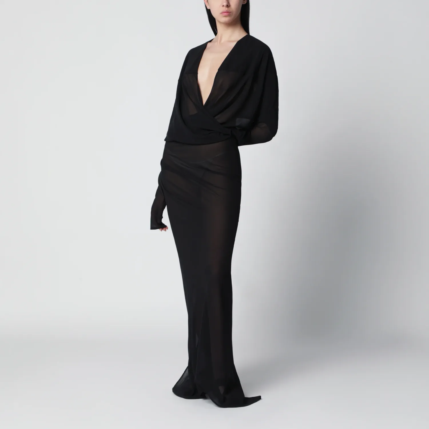 Entire Studios Long semi-sheer black dress