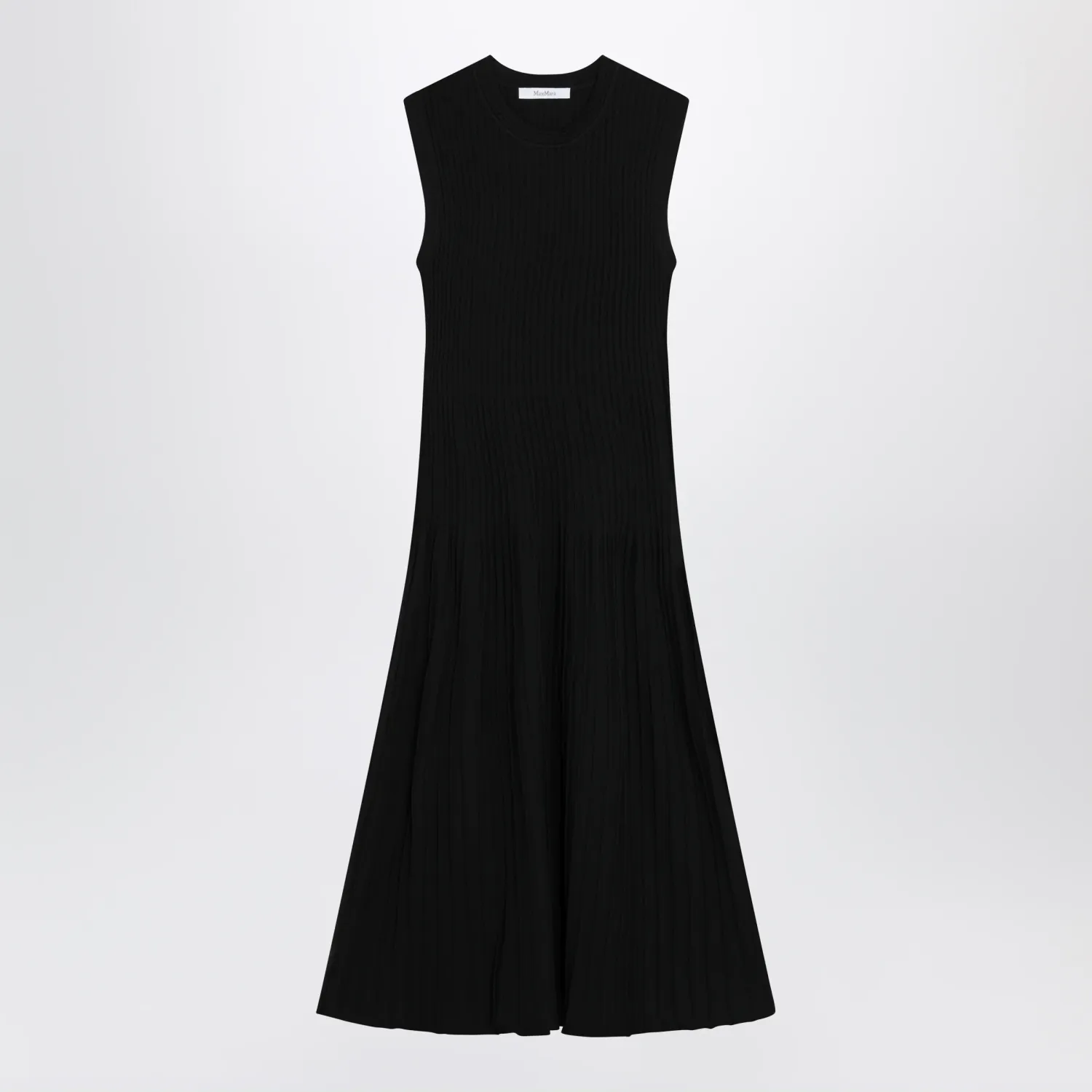 Max Mara Midi fit-and-flare ribbed viscose crêpe dress in black
