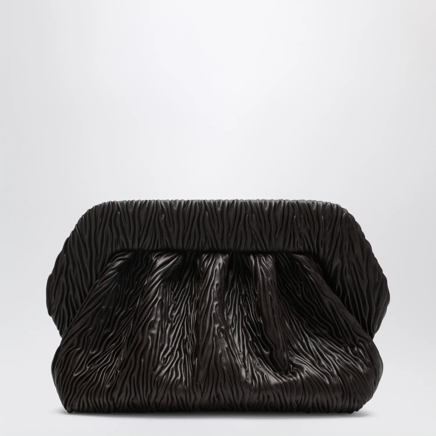 THEMOIRè Bios embossed vegan leather clutch in brown
