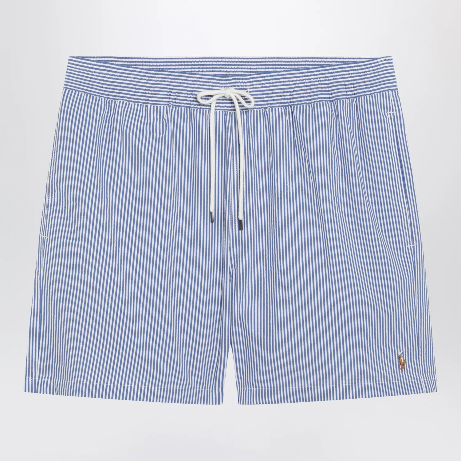 Polo Ralph Lauren Traveler striped white/blue seersucker swim shorts