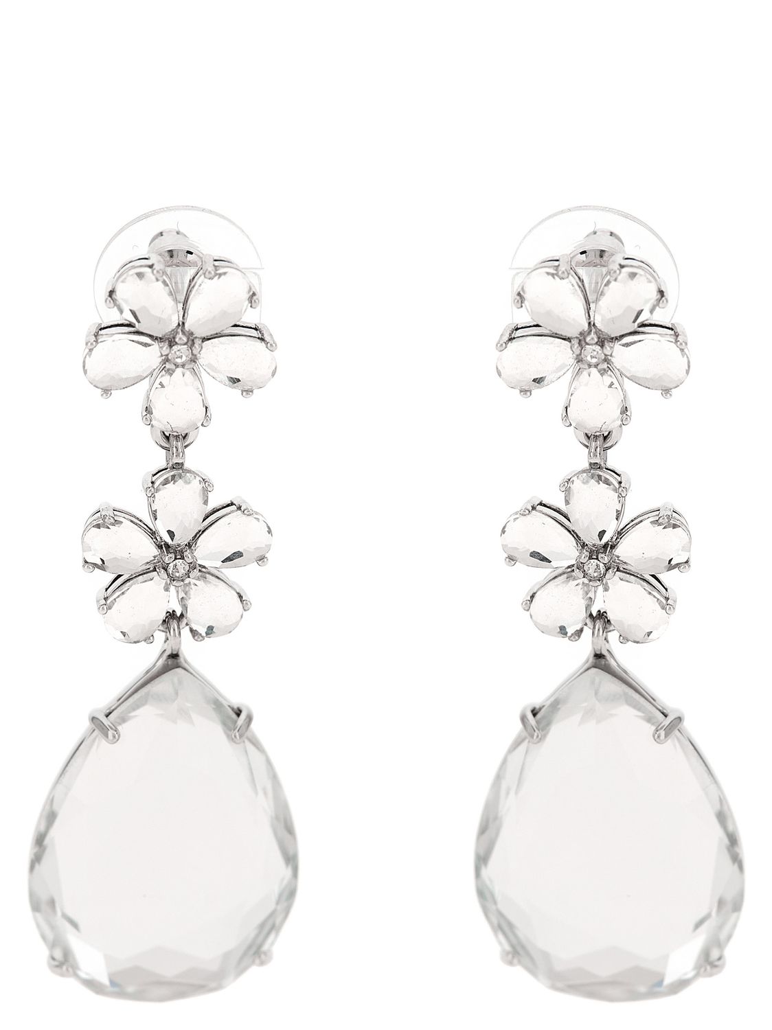Self-Portrait Crystal Flower Tiered Earrings