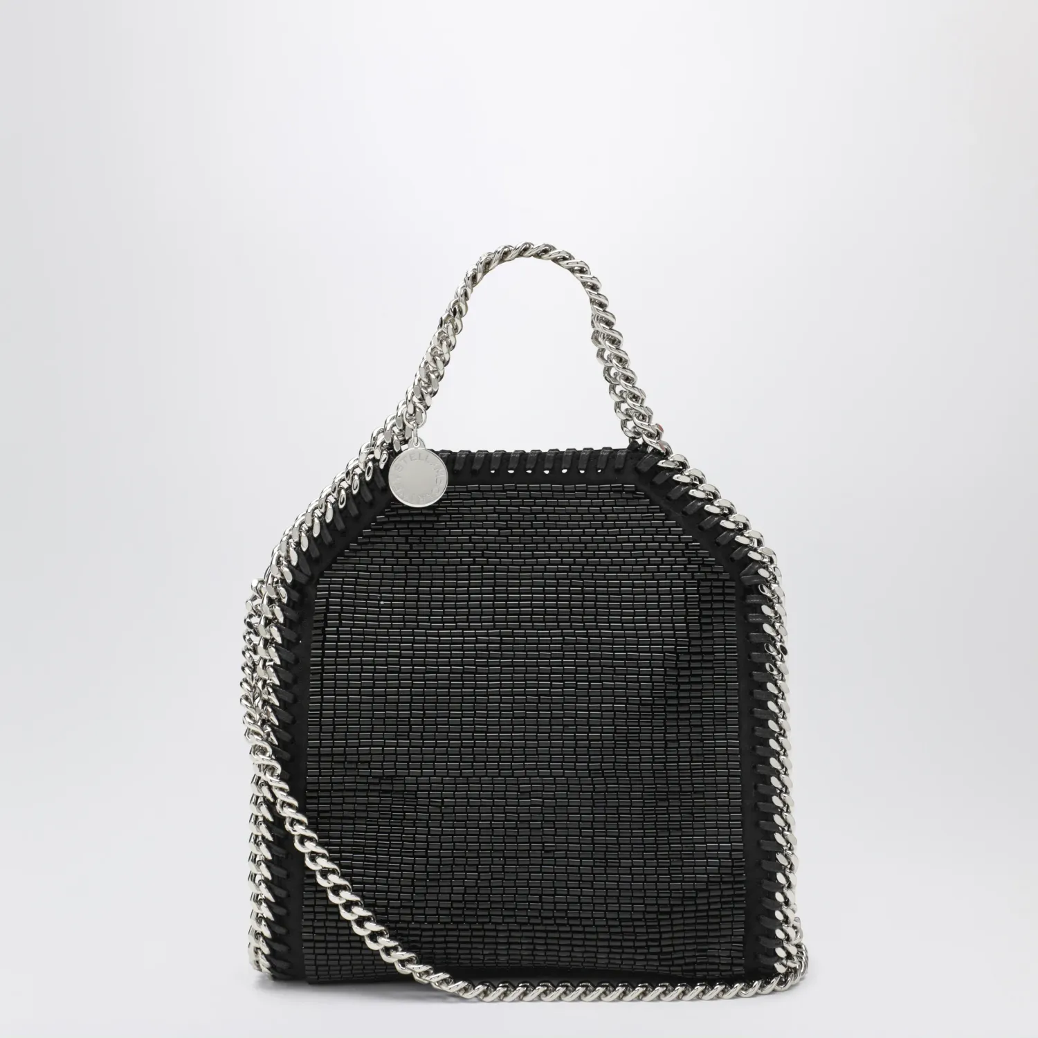 Stella McCartney Falabella mini tote bag in black crystal mesh