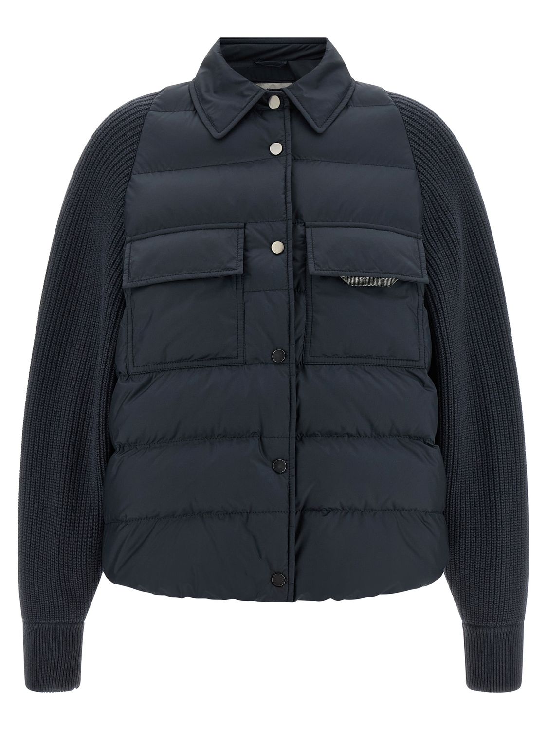 Brunello Cucinelli Shiny Flap Detail Down Jacket