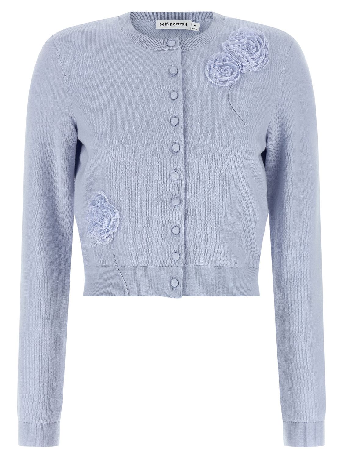 Self-Portrait Blue Flower Knit Cardigan