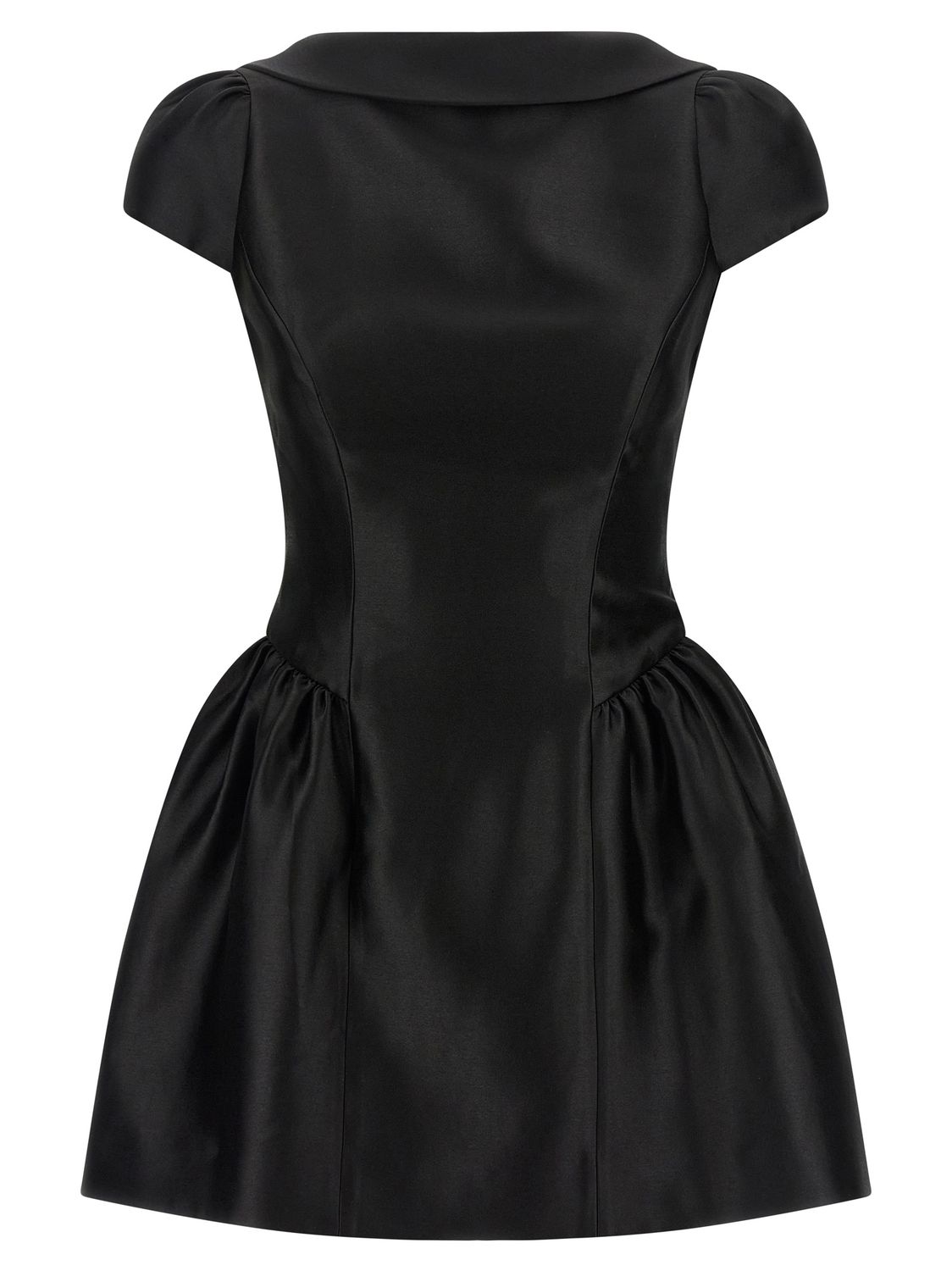 Self-Portrait Black Taffetà Collared Mini Dress