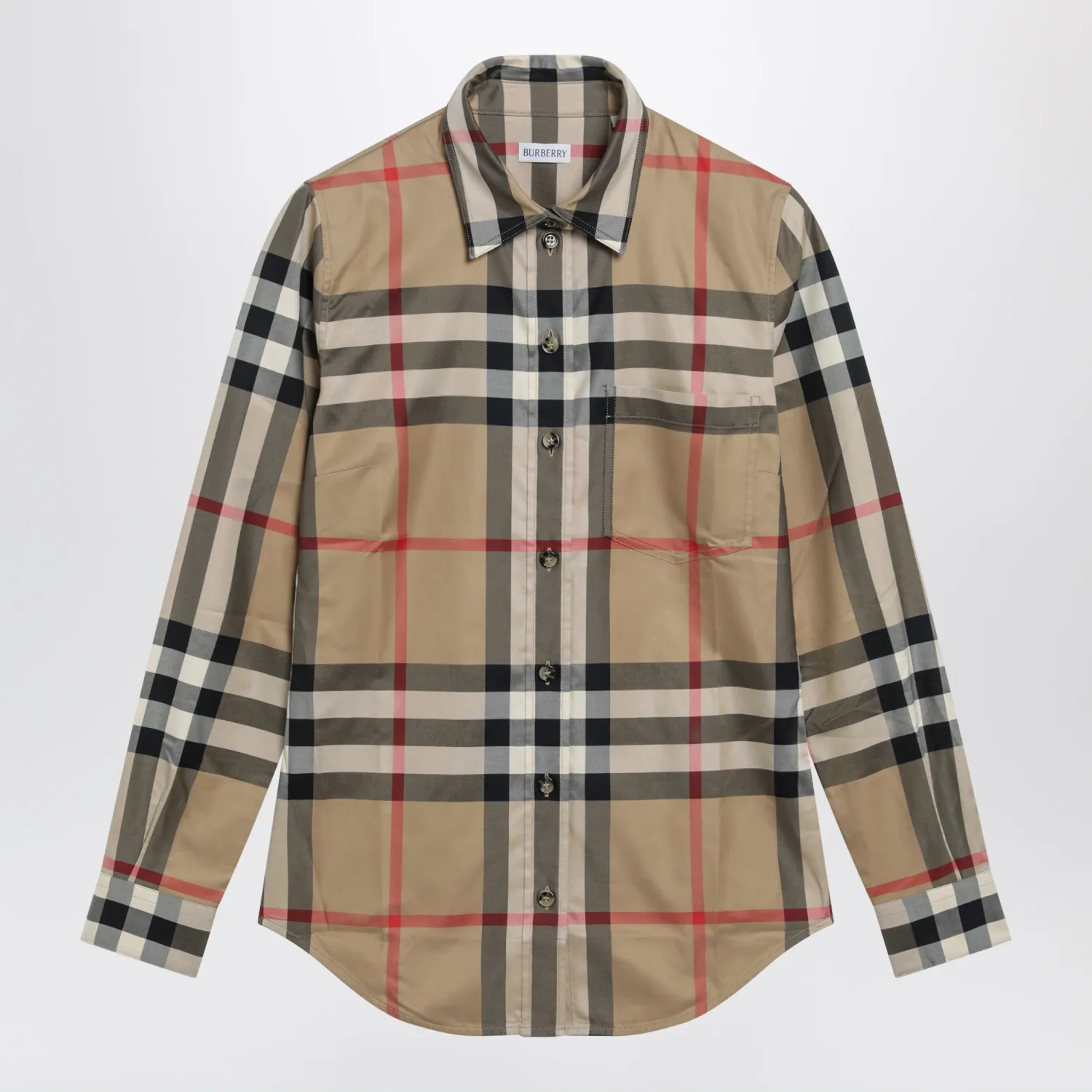 Burberry Slim-fit cotton twill check shirt in archive beige