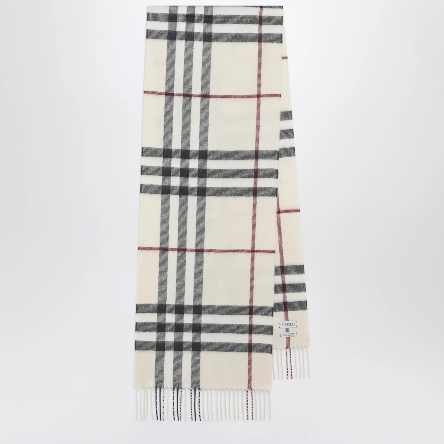 Burberry Check cashmere scarf in stone