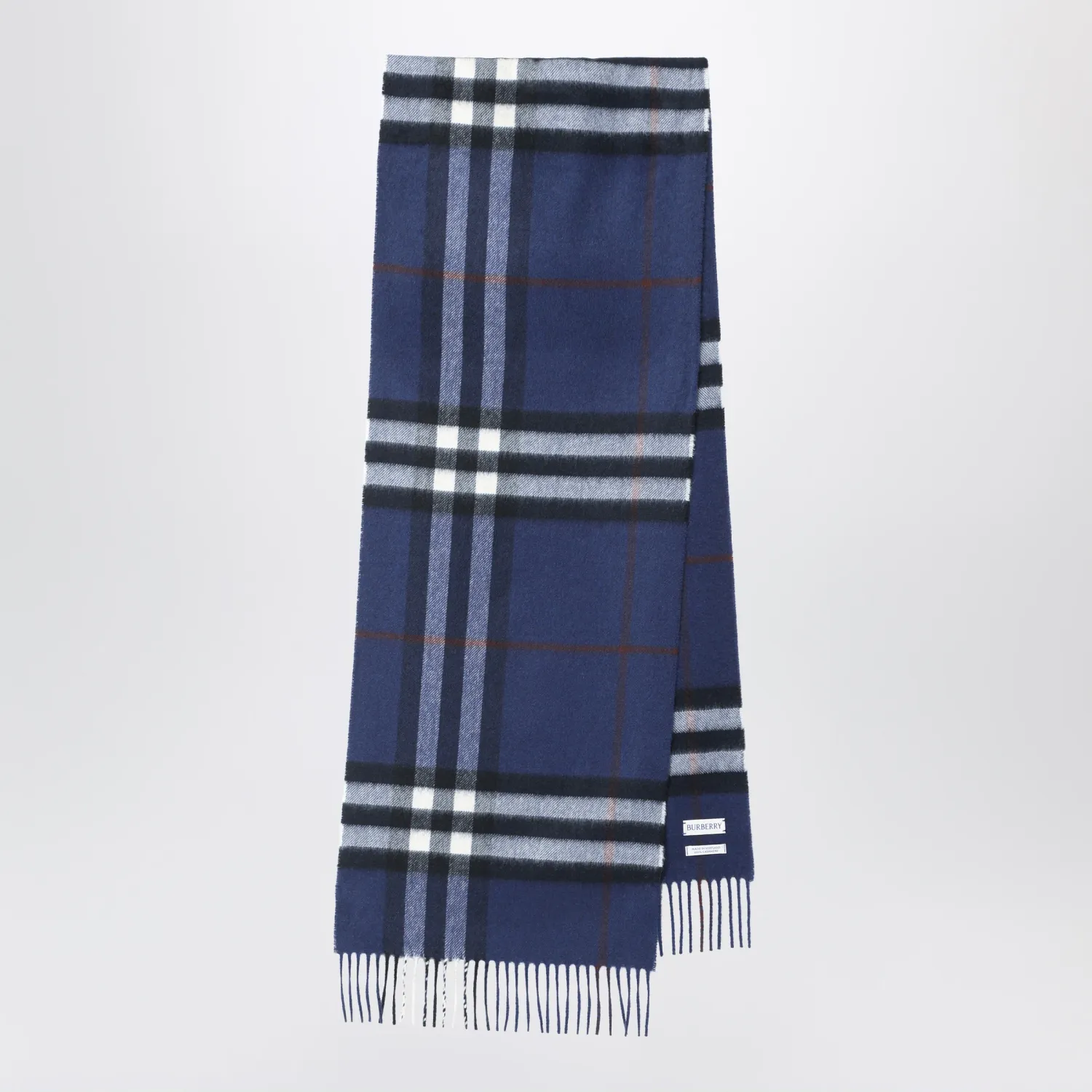 Burberry Blue cashmere scarf with a checked pattern