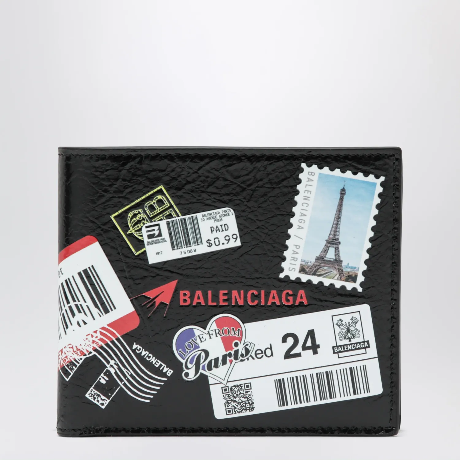 Balenciaga Cash folded square lambskin wallet in black