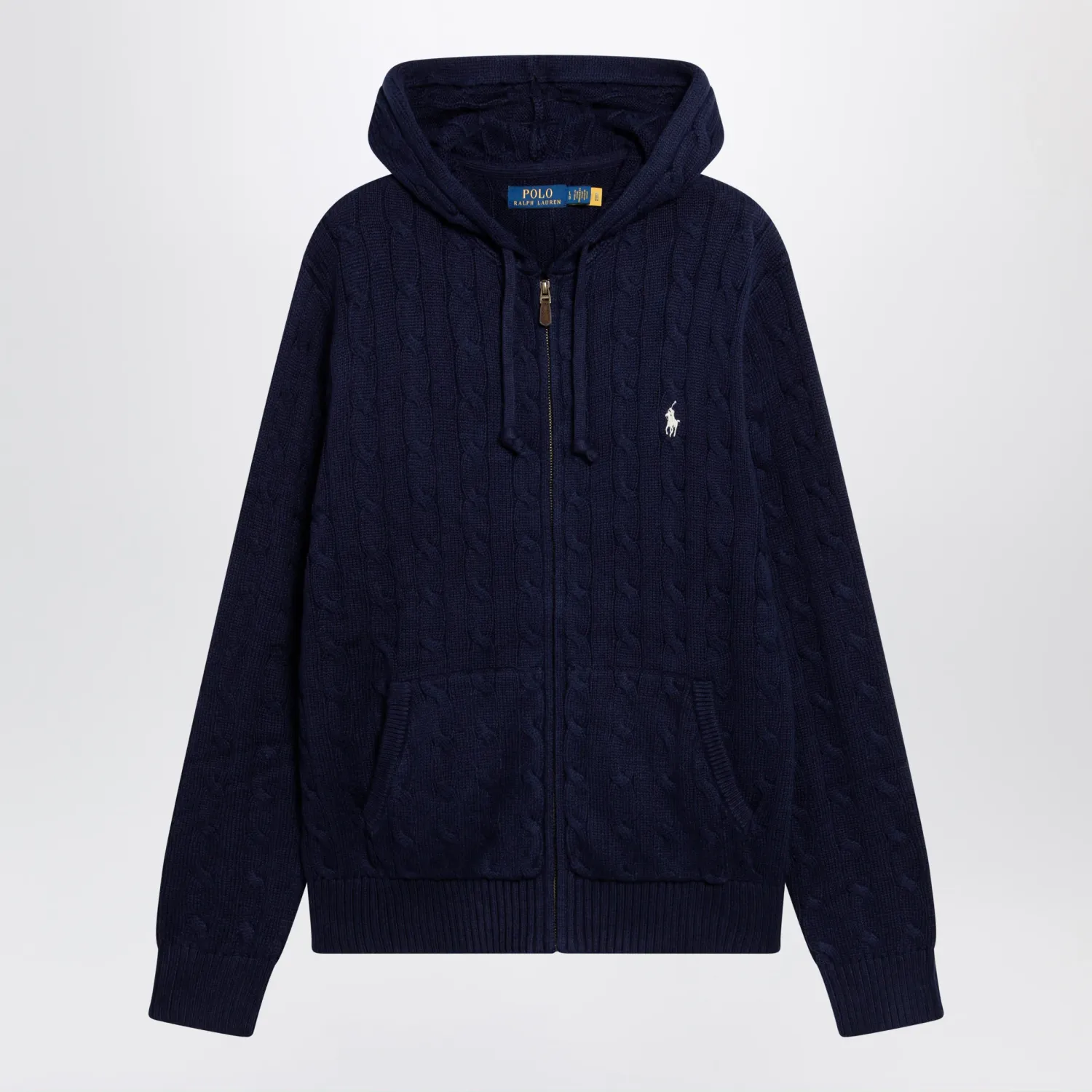 Polo Ralph Lauren Navy blue cotton cable-knit zip-up cardigan