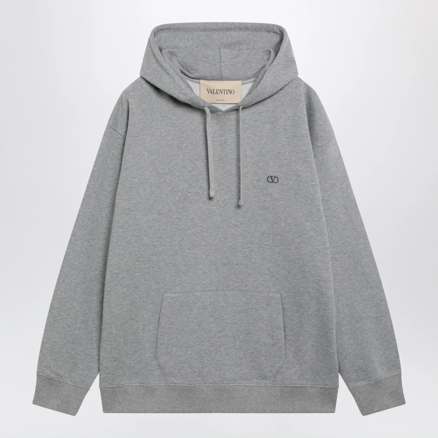 Valentino Mélange gray hoodie with Vlogo embroidery