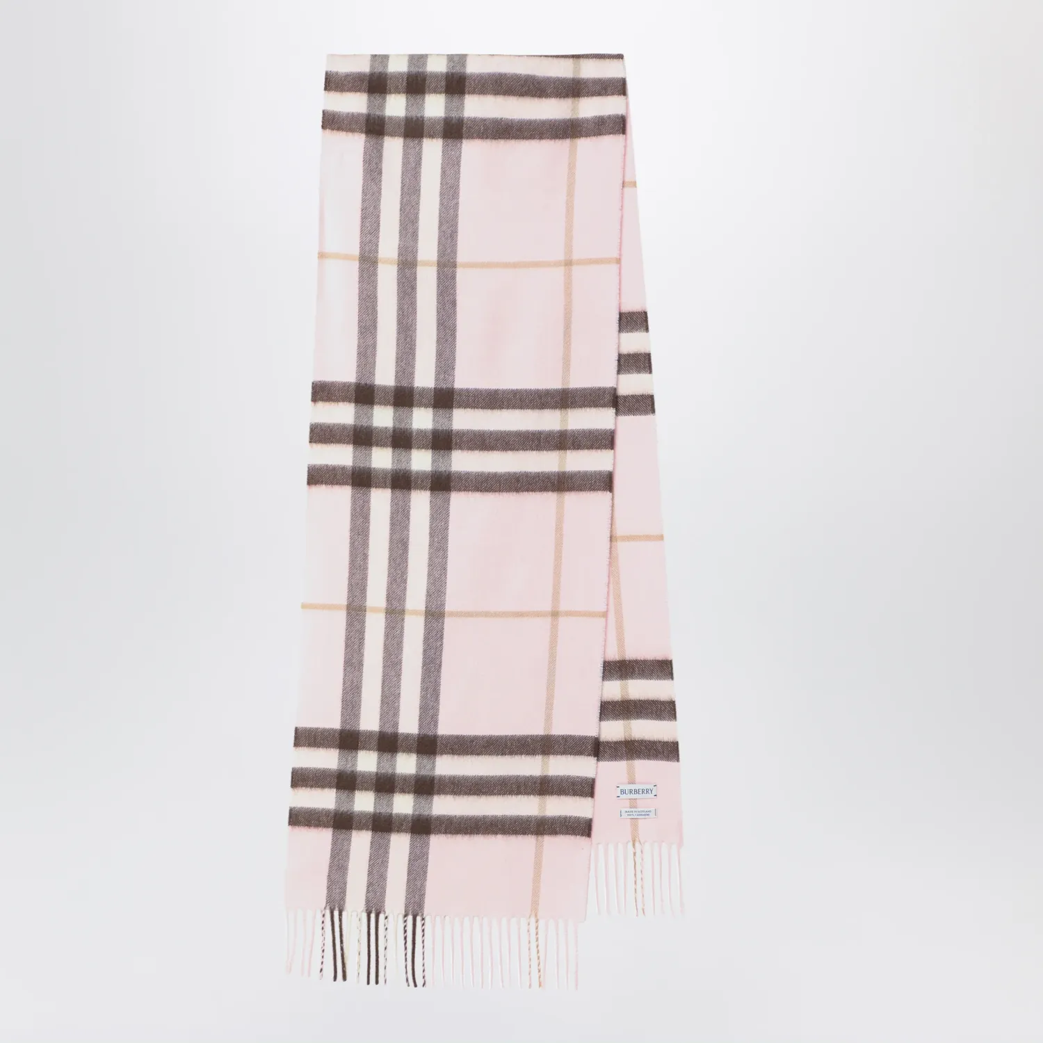 Burberry Pink cashmere scarf with a checked pattern