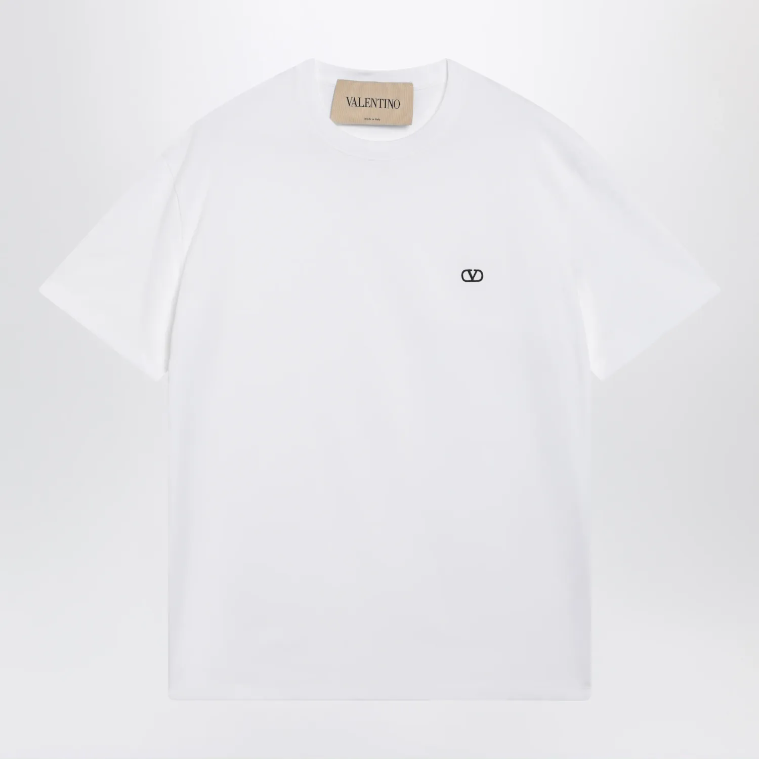 Valentino White cotton T-shirt with VLogo embroidery