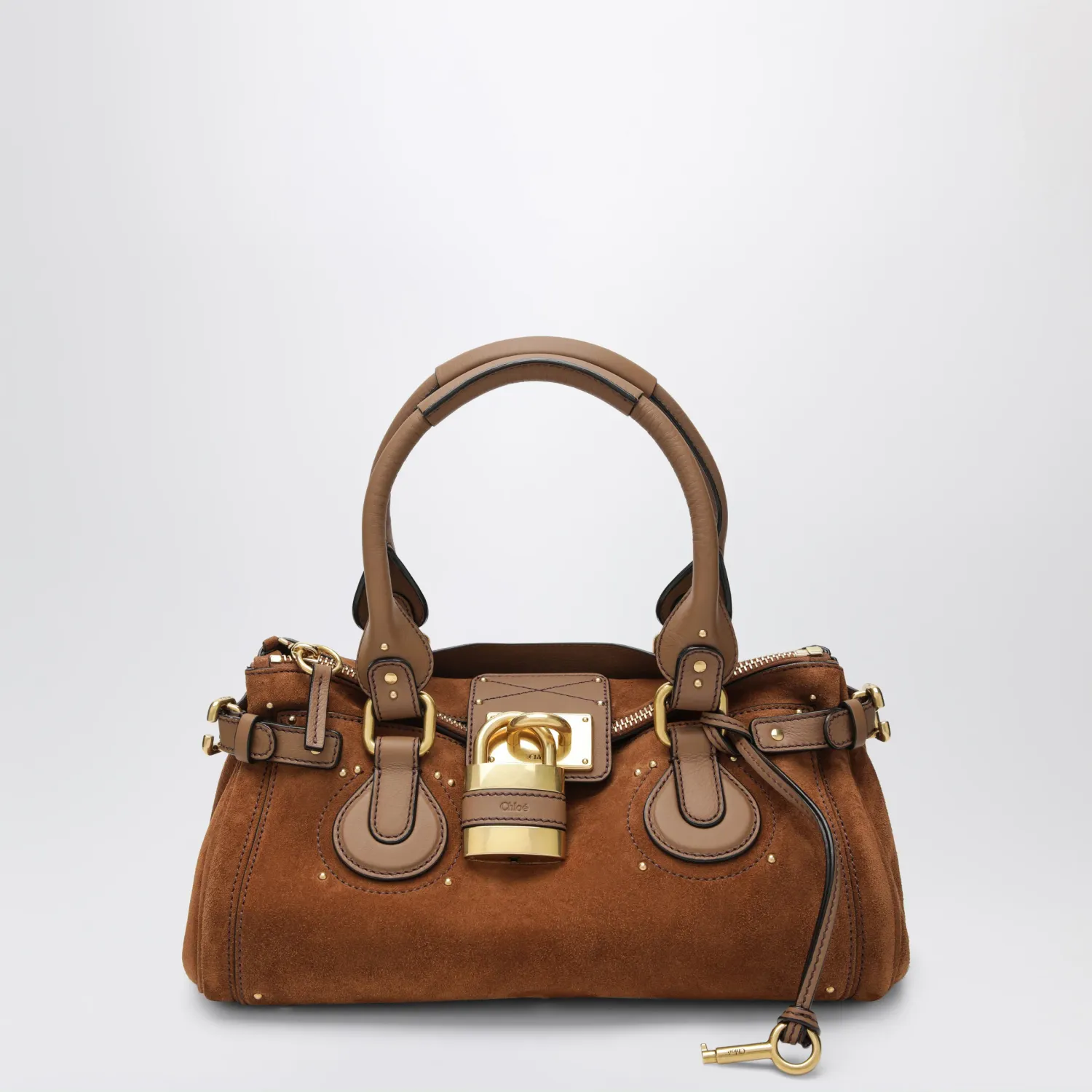 Chloé Paddington suede calf leather bag in vintage brown