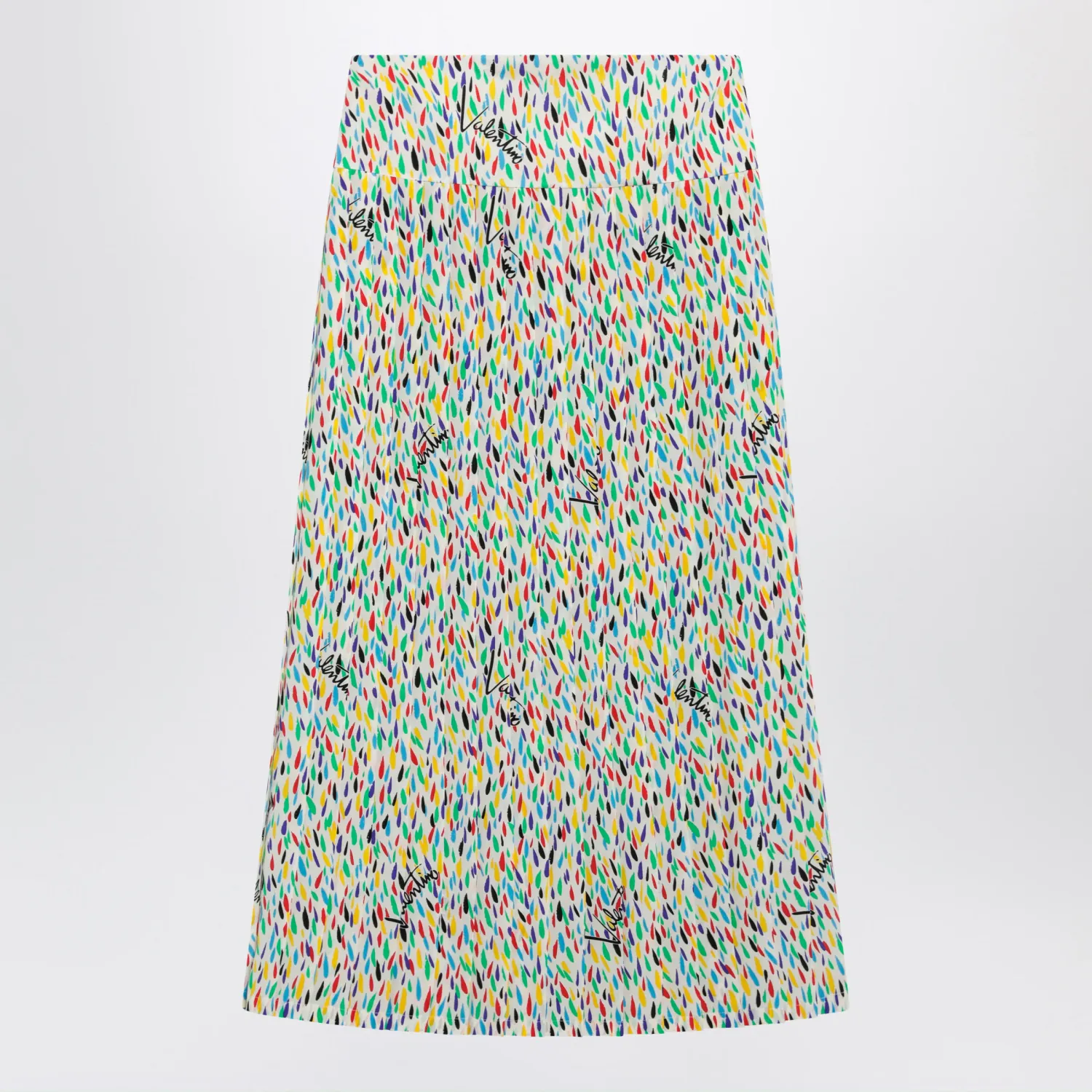 Valentino Multicolored pleated silk midi skirt