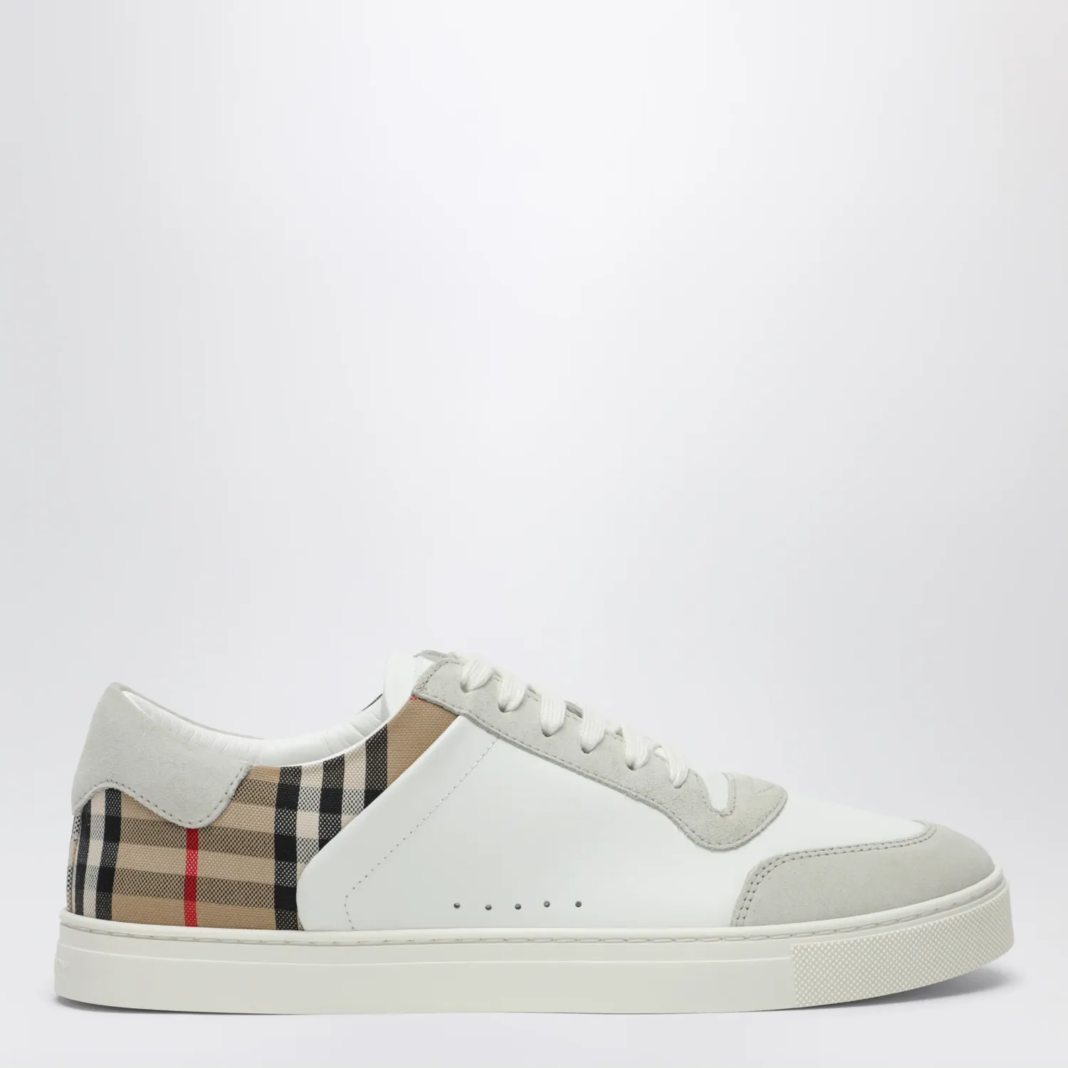 Burberry White and Check leather sneakers