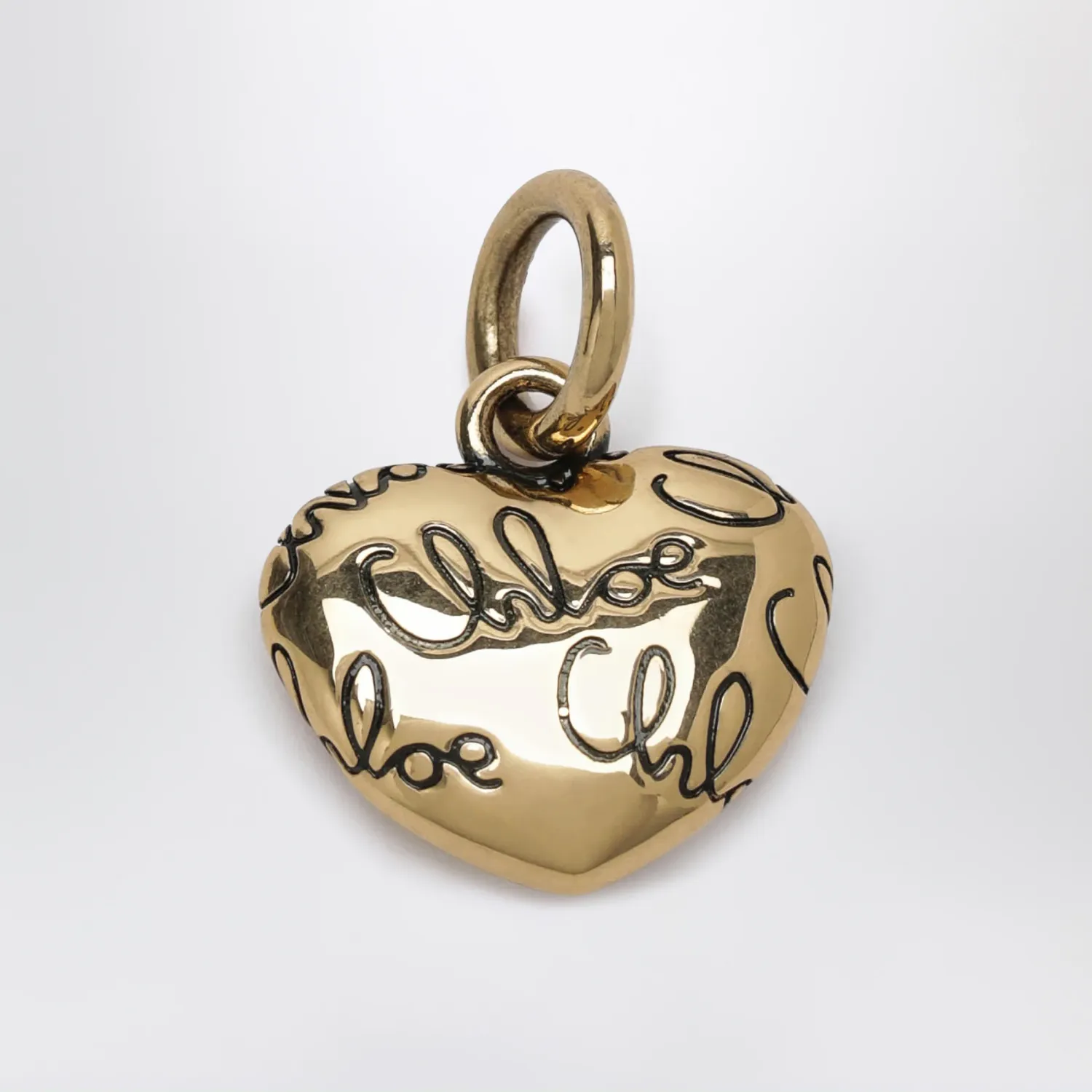 Chloé Alphabet heart logo charm in brass, gold