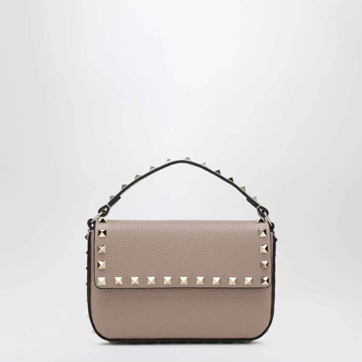Valentino Garavani Rockstud pouch in grained calf leather, powder
