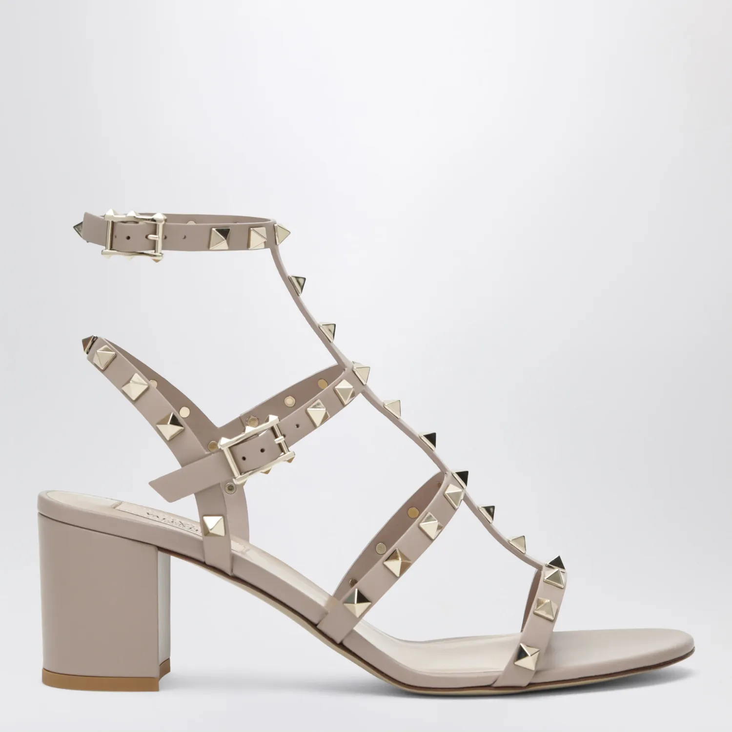 Valentino Rockstud sandals with blush-colored straps