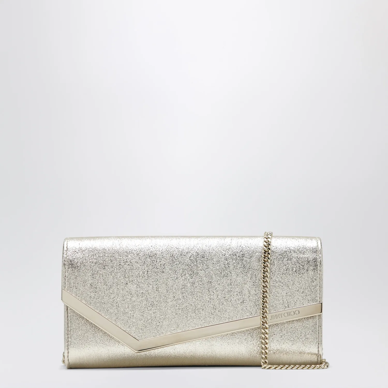 Jimmy Choo Emmie Brilliance fabric clutch in platinum ice