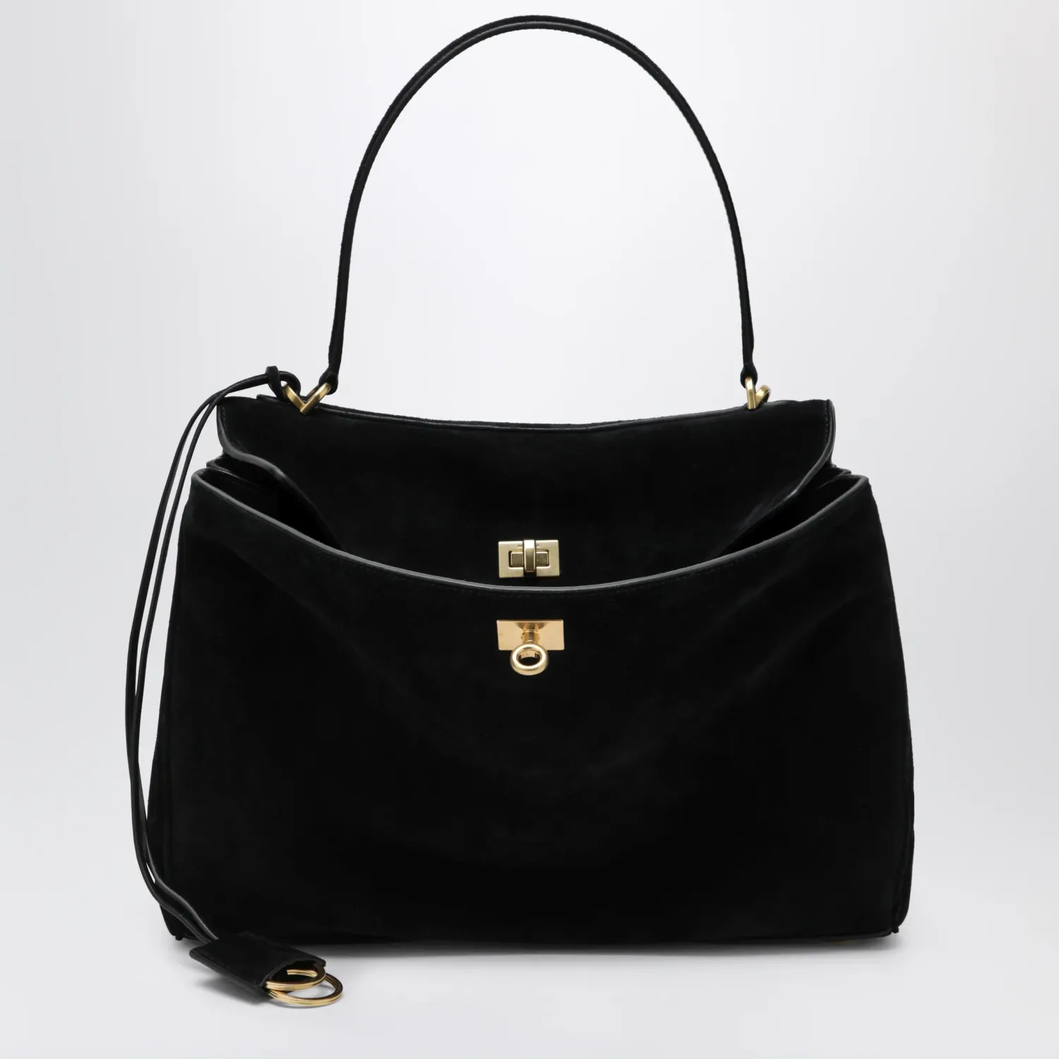 Balenciaga Medium Rodeo bag in suede calfskin, black