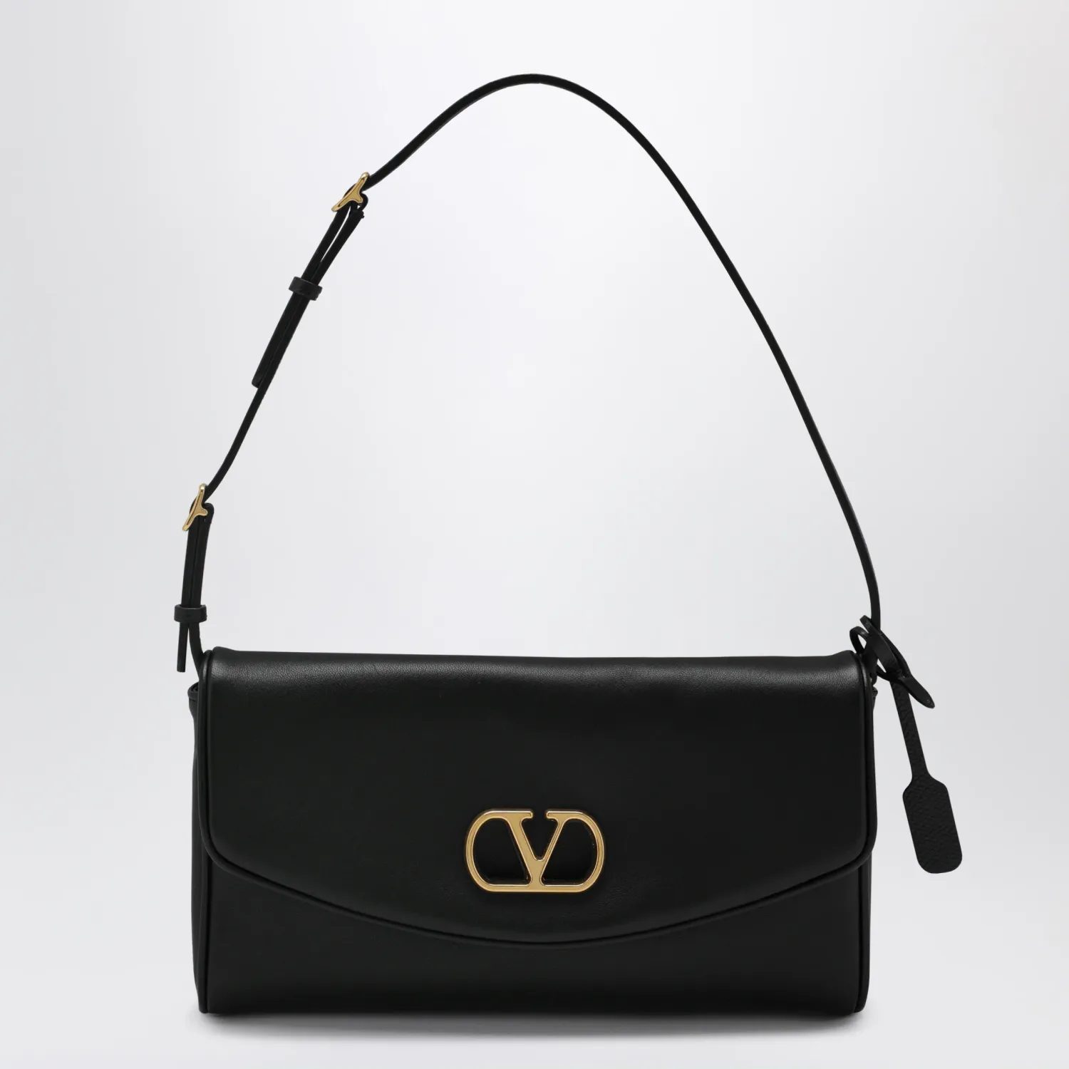 Valentino Garavani Devain VLogo leather clutch shoulder bag in black