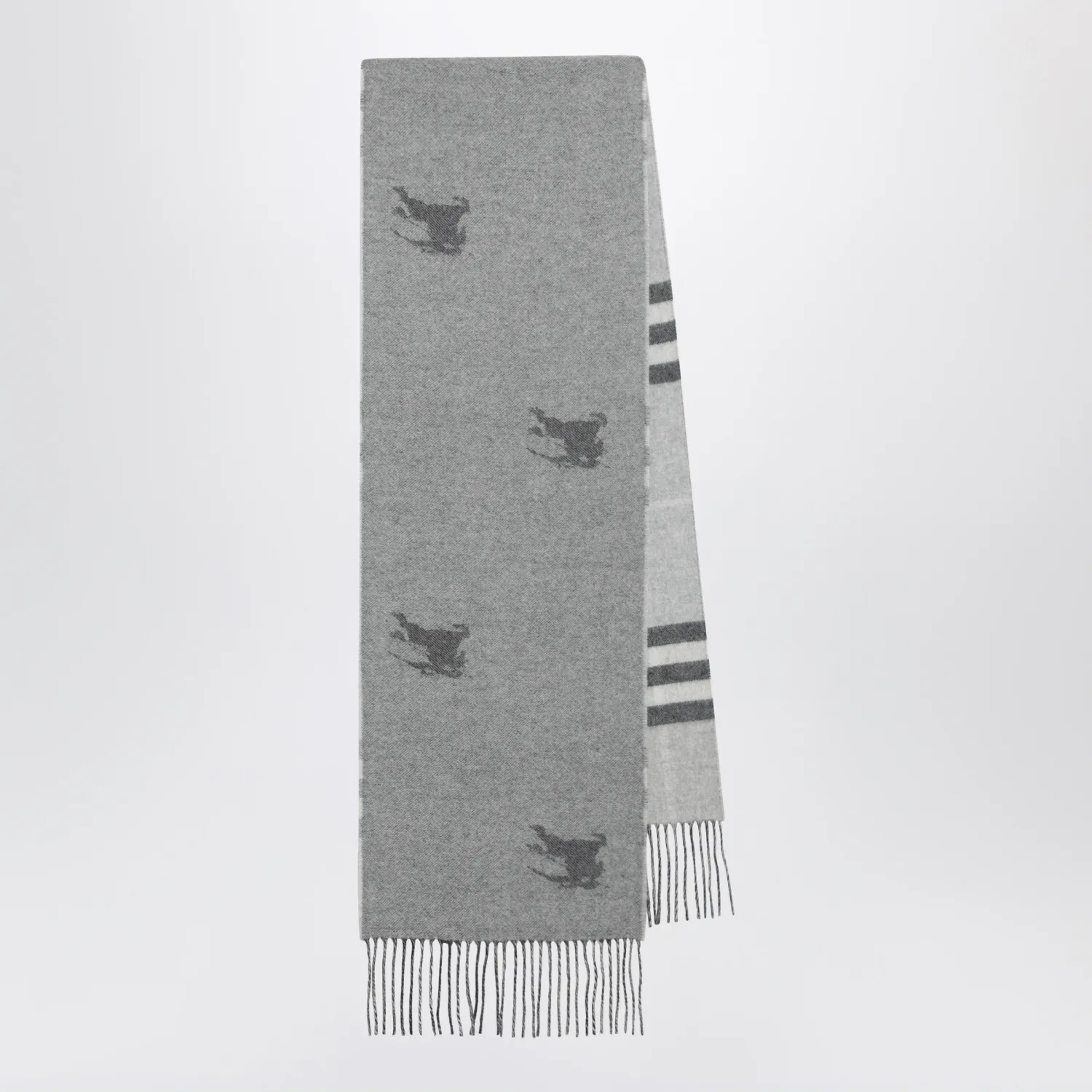 Burberry Reversible Check cashmere scarf with EKD in grey