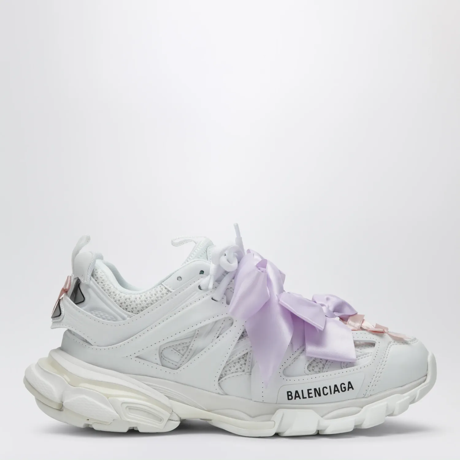 Balenciaga Track Bow Sneakers in mixed materials, white and pink