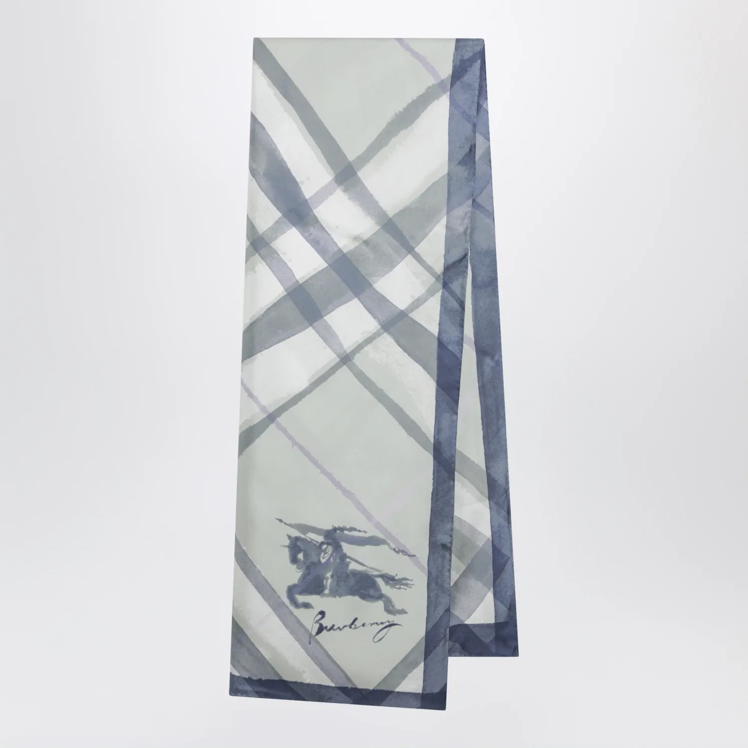 Burberry Large watercolour Check silk scarf in green