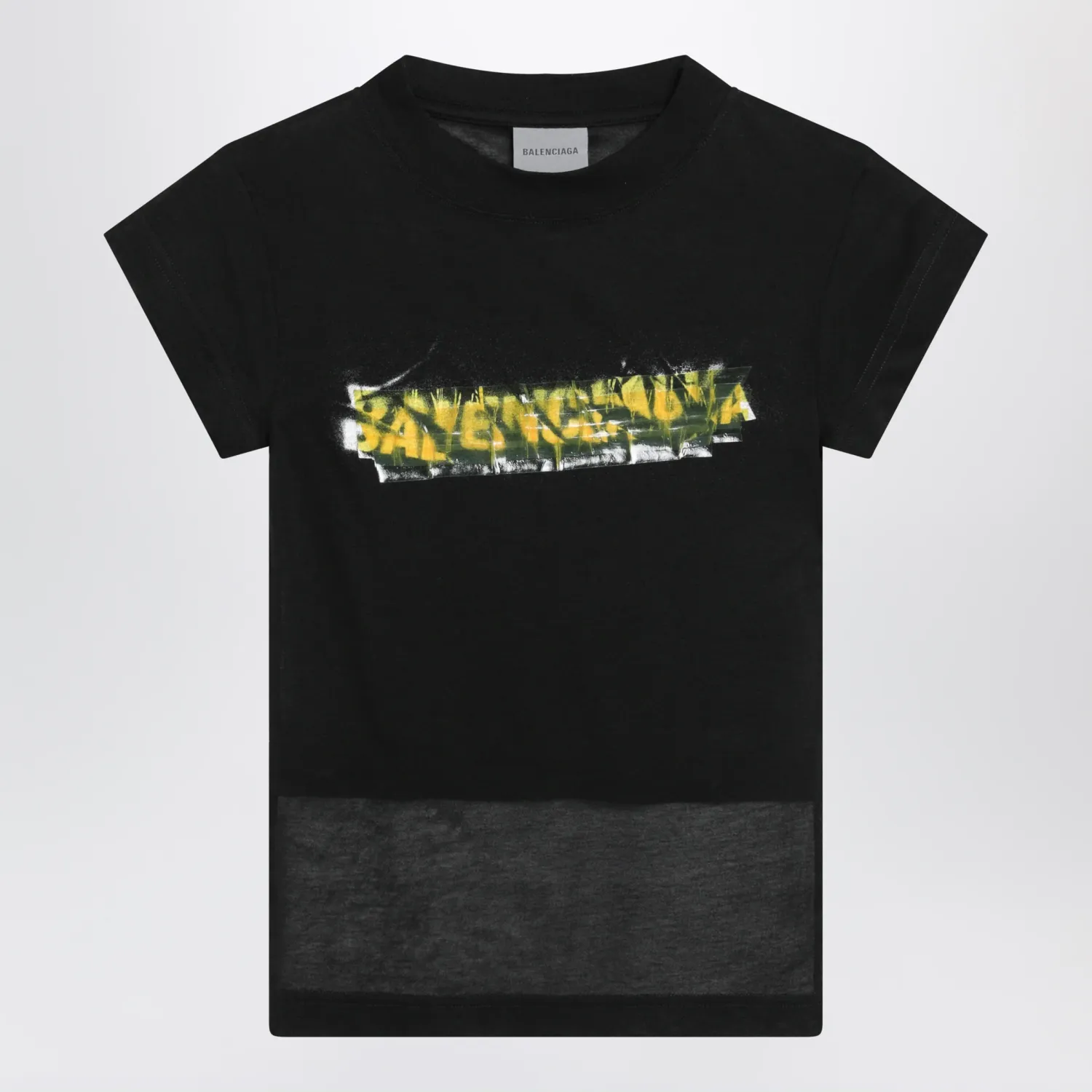 Balenciaga Messy Spray T-shirt with cut-out back in cotton black