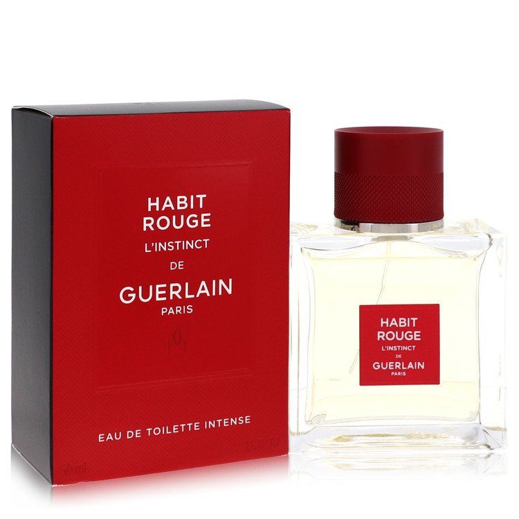 Habit Rouge L'instinct by Guerlain Eau de Toilette Intense for Men 1.6 oz (50 ml)