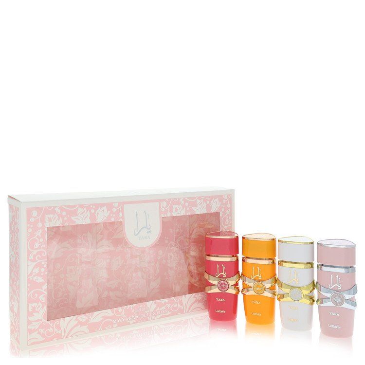 Lattafa Yara Gift Set -- Mini My Yara EDP Collection Set contains Yara, Yara Moi, Yara Tous, Yara Candy all sized EDP for Women 0.08 oz (1 ml)