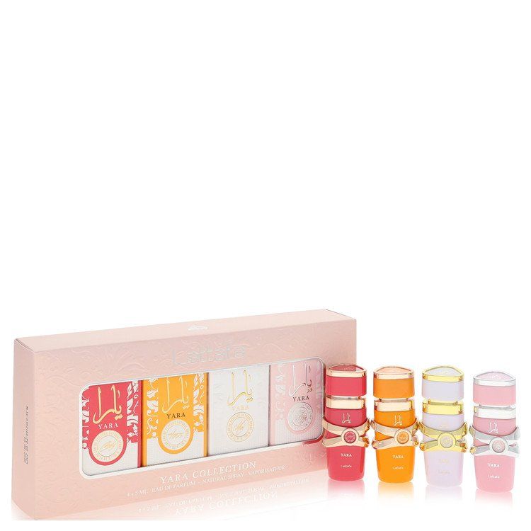 Lattafa Yara Gift Set -- Mini EDP Collection Set Contains Yara Candy, YaraTous, Yara Moi, Yara all sized EDP for Women 0.16 oz (5 ml)