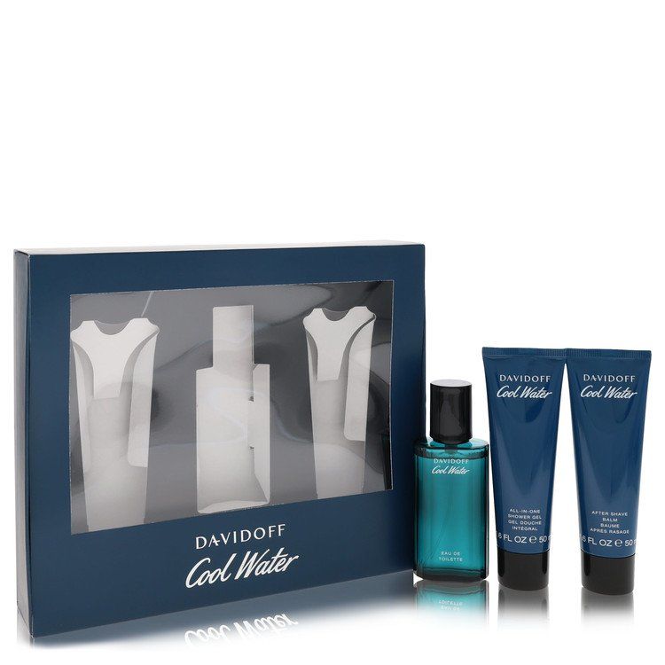 Cool Water by Davidoff Gift Set -- 1.4 oz Eau de Toilette Spray +1.7 oz After Shave Balm+ 1.7 oz Shower Gel for Men