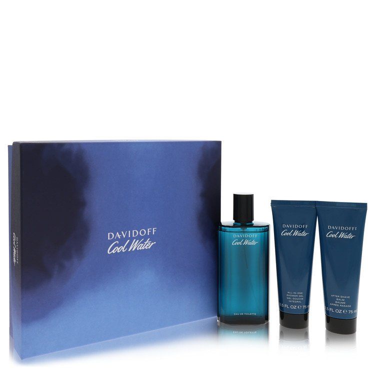 Cool Water by Davidoff Gift Set -- 4.2 oz Eau de Toilette Spray + 2.5 oz After Shave Balm + 2.5 oz Shower Gel for Men