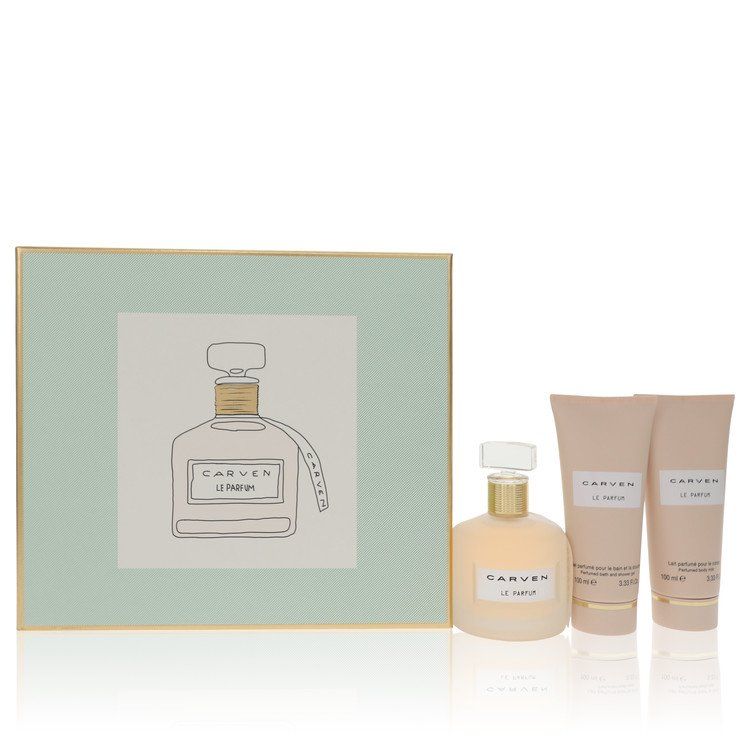 Carven Le Parfum Gift Set -- 3.4 oz Eau de Parfum Spray + 3.4 oz Body Milk + 3.4 oz Shower Gel for Women